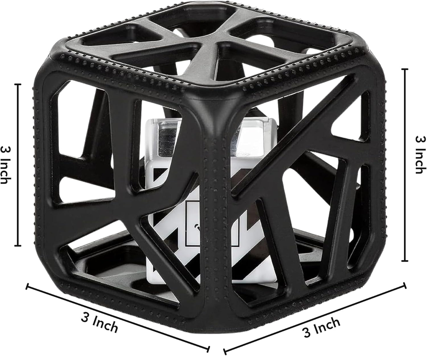 Chew Cube Baby Teething Toy and Rattle, Newborn Teether for Sensory Development, Bpa-Free Silicone, Easy-Grip, Soothes Aching Gums - Black