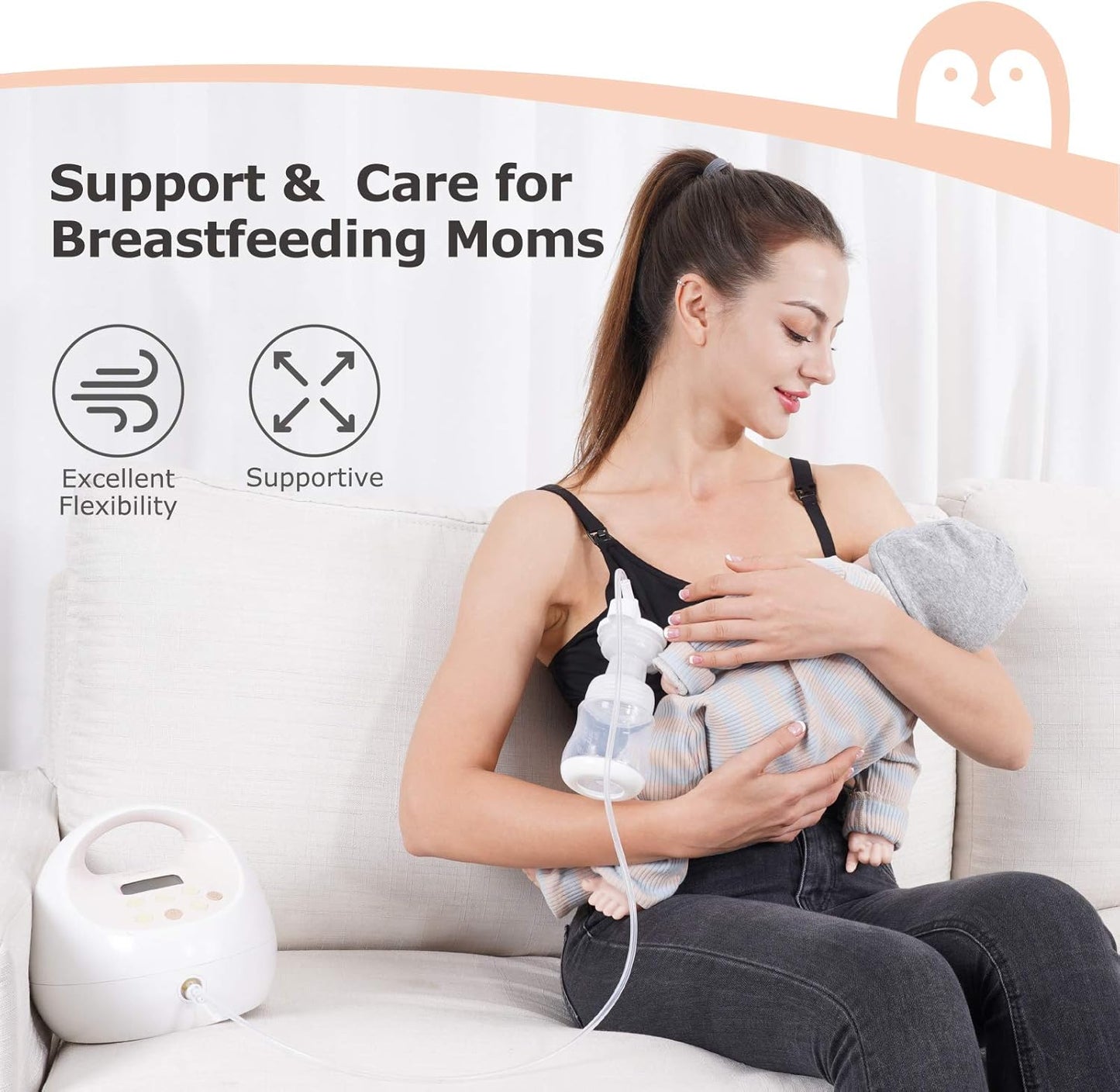 Pumping Bra Hands Free, 2-In-1 Pumping & Nursing Bra Comfortable & Adjustable Suitable for Medela, Lansinoh XS-XXL
