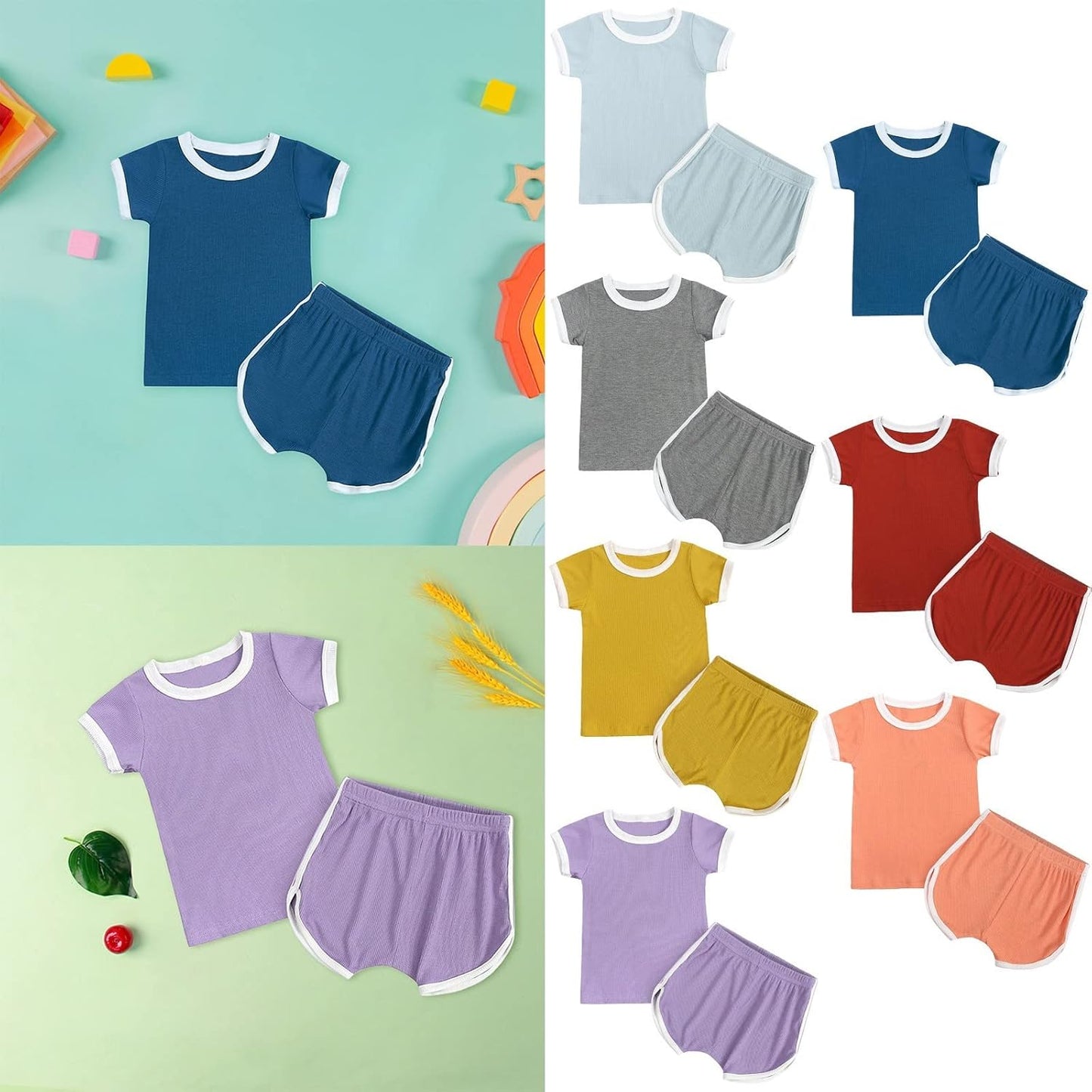 Baby Boys Girls Short Sleeve T-Shirt Tops+Shorts Cute Summer Outfit for Toddler Loung𝐞wear Cotton 𝐏ajamas Sl𝐞epwear