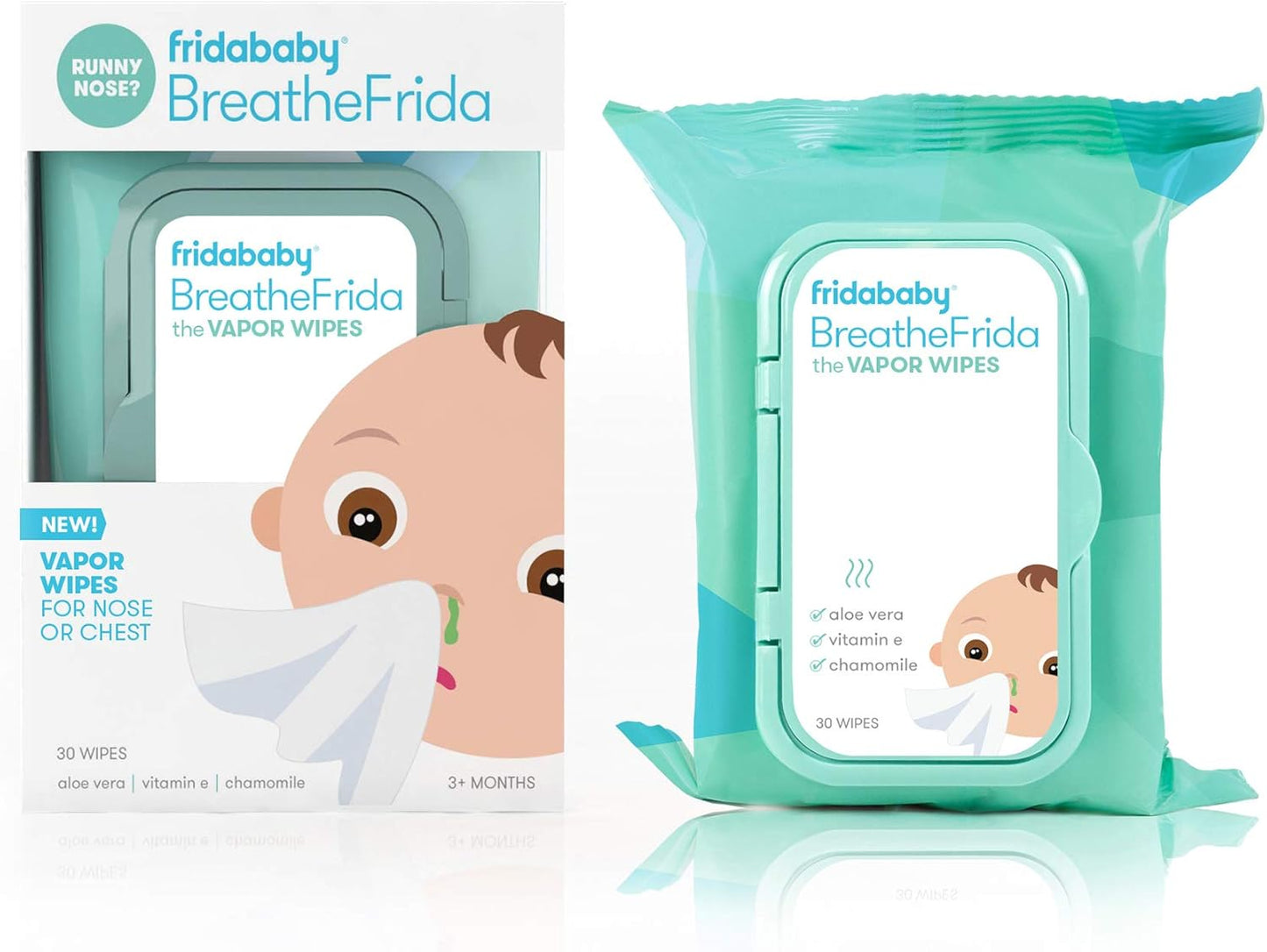 Baby Nose Wipes by Fridababy | Breathefrida the Boogerwiper Moisturizing Baby Facial Tissues and Chest Rub for Sensitive Skin (3 Pack)