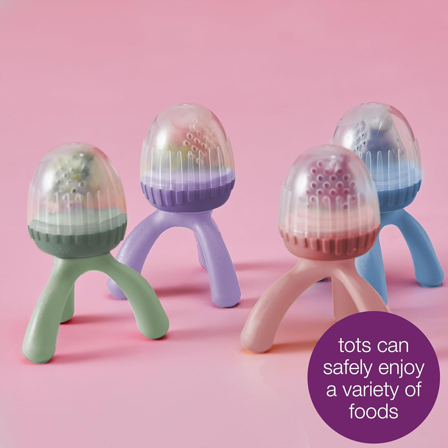 Silicone Fresh Food Feeder | Tripod Design Easy for Baby to Hold | Perfect for Fresh or Frozen Foods | Cap Included for on the Go| from 4M+ (Sage)