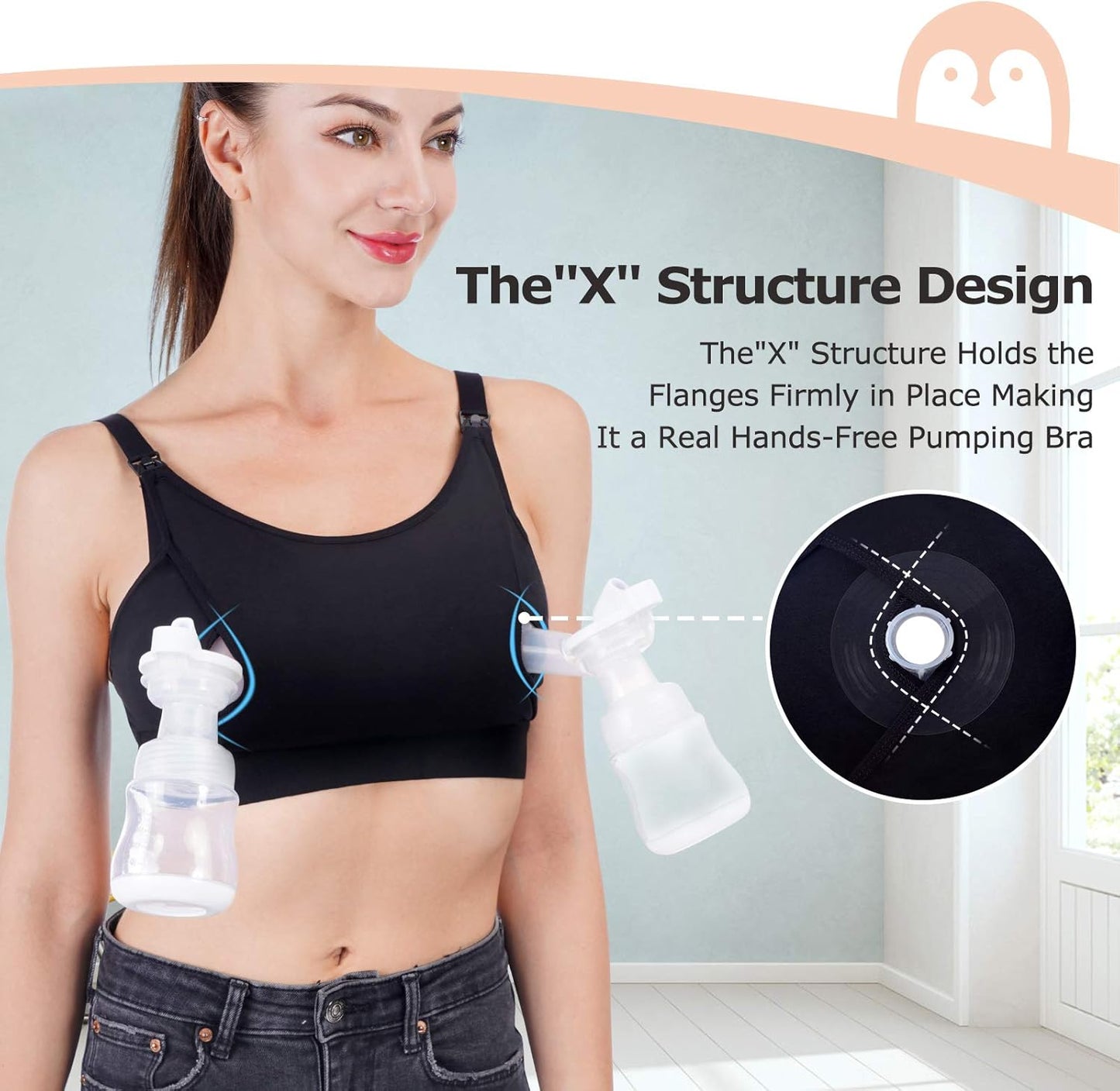 Pumping Bra Hands Free, 2-In-1 Pumping & Nursing Bra Comfortable & Adjustable Suitable for Medela, Lansinoh XS-XXL