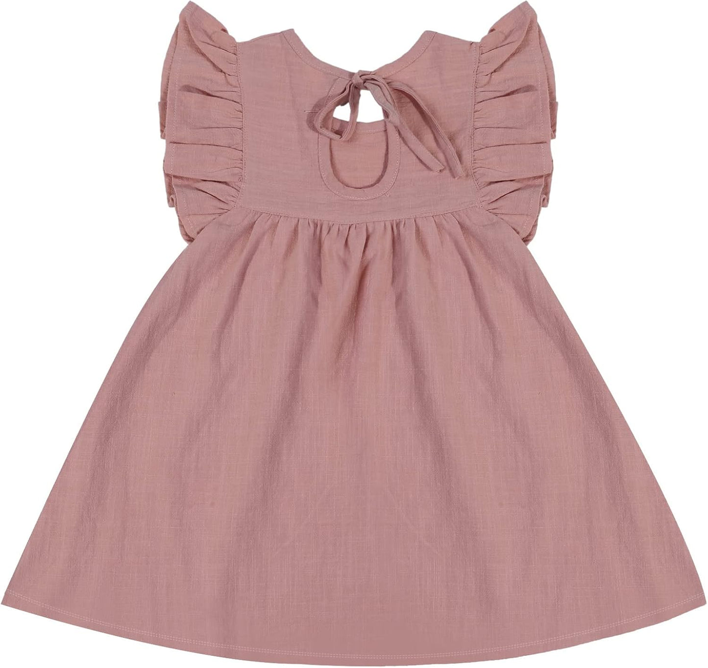 Toddler Baby Girls Dresses Cotton Linen Dress Princess Ruffle Sleeveless Sundress Casual Vacation Dress