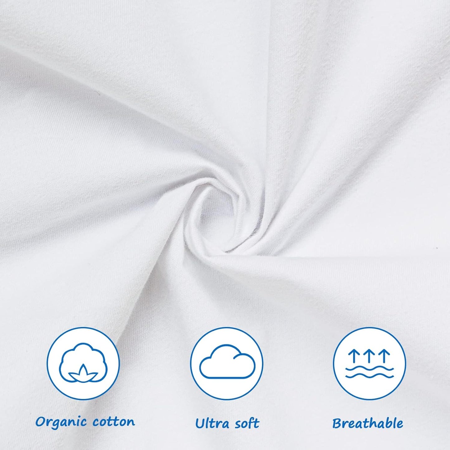 Crib Sheets Fitted 100% Organic Cotton 52"X28"X8", 2 Pack Sheet for Baby Boy Girl, Silky Soft Toddler Bed Protector for Standard Crib and Toddler Mattress, White