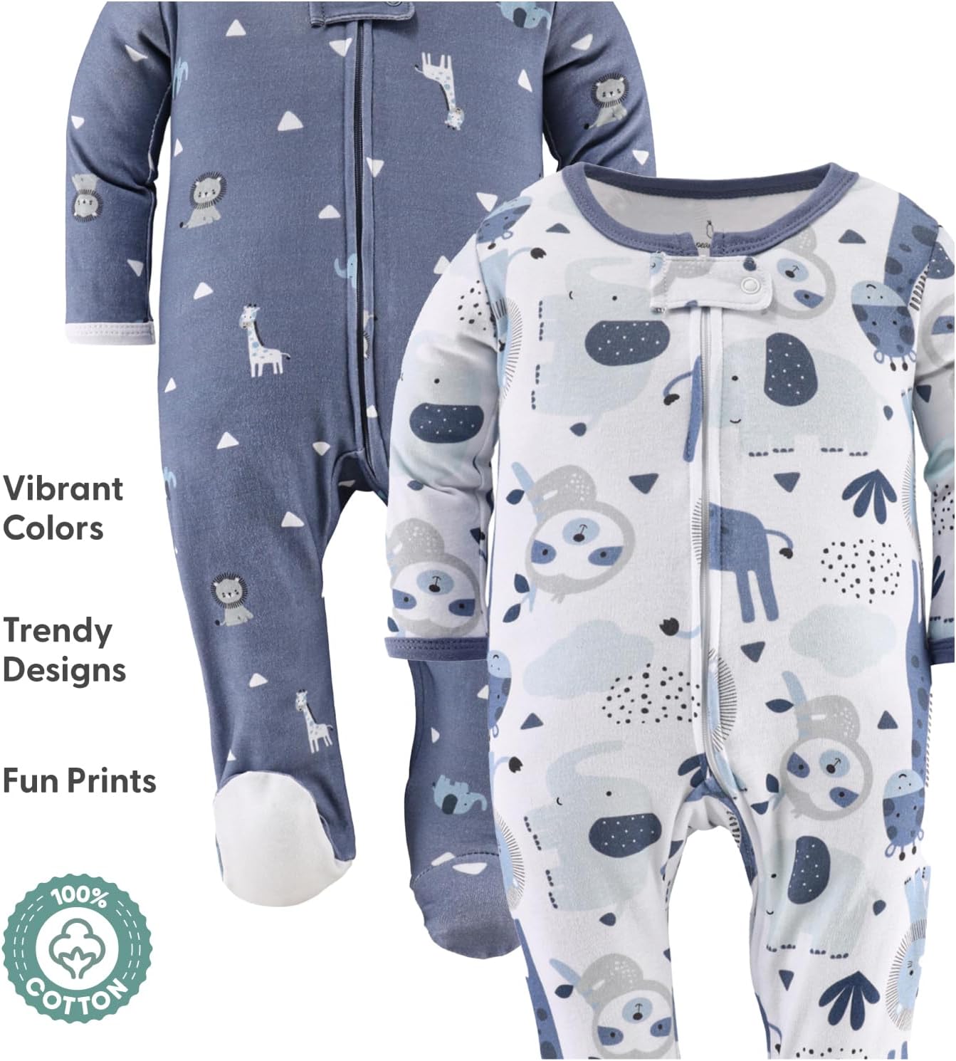 Baby Boy Sleepers, Sleep and Play Baby Pajamas for Boys, Pjs, Newborn, 0-3, 3-6, 6-9 Months Infant Clothes