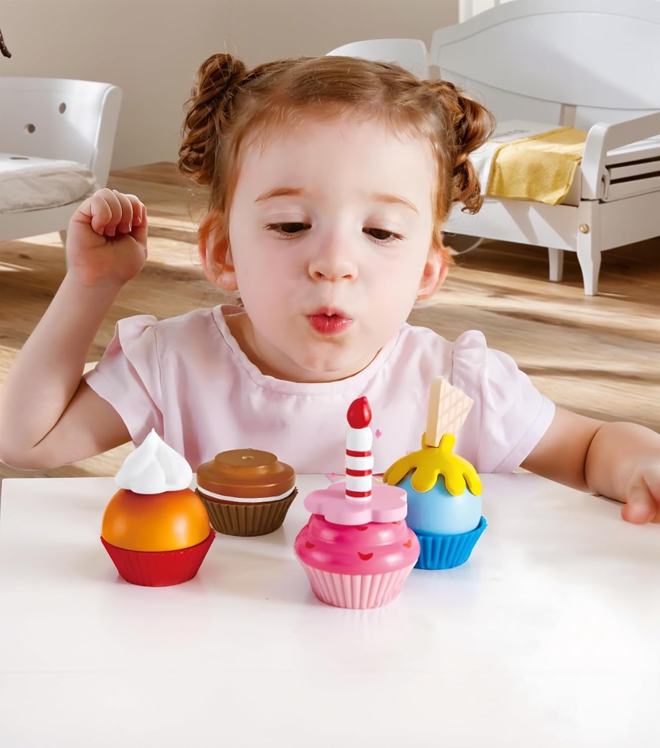 Cupcakes | Colorful Wooden Cupcakes, Children’S Pretend Play Food Kitchen Toy
