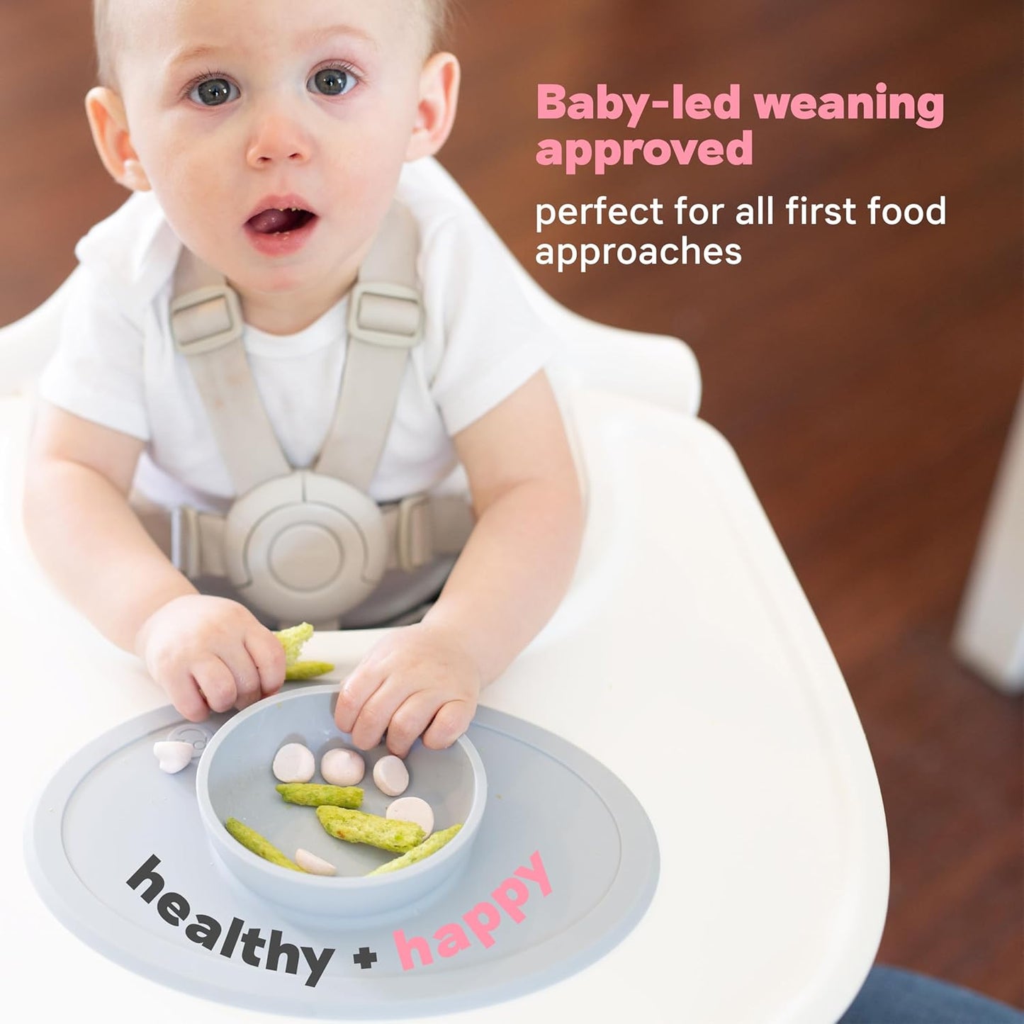 Tiny Bowl - 100% Silicone Suction Bowl with Built-In Placemat for First Foods + Baby Led Weaning - Fits on All Highchair Trays - 4 Months+ (Blush)