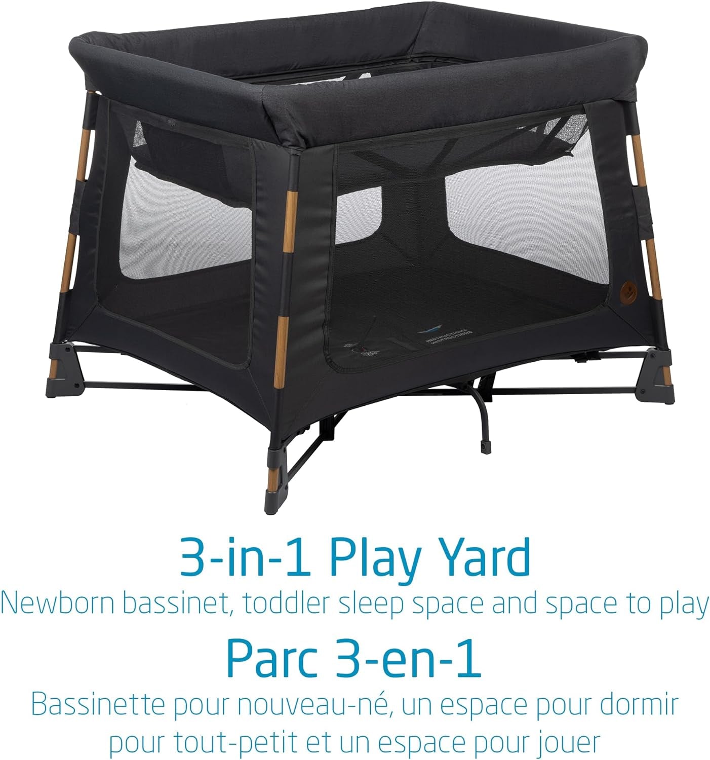 Swift Playard, Playpen with 3-In-1 (Newborn Bassinet, Toddler, Play), Portable, Ultra Comfort, 1 Step Fold, Travel Bag Included, Classic Graphite