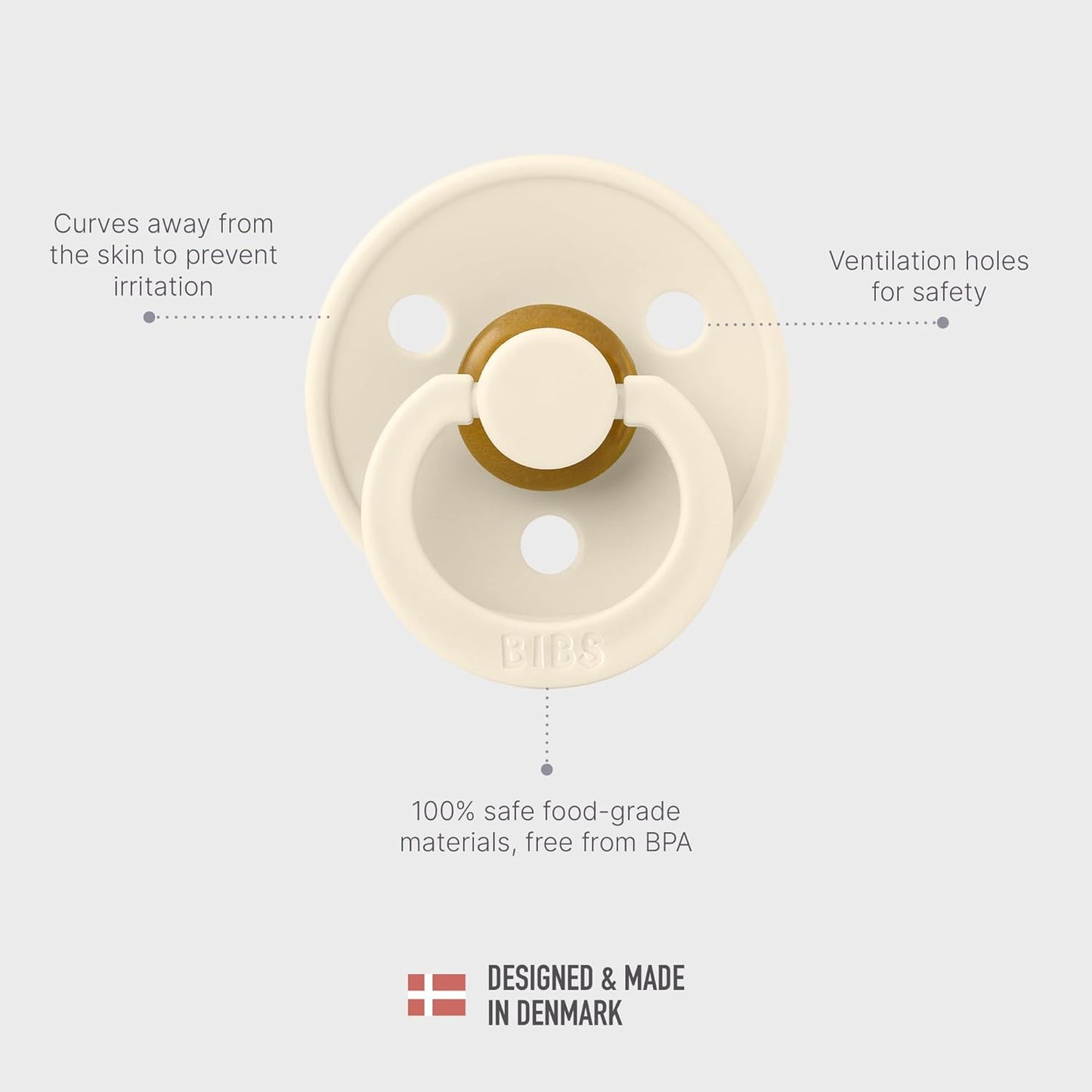 Baby Pacifiers | Bpa-Free Natural Rubber Pacifier | Made in Denmark | Set of 2 Soothers (Mustard/Ivory, 0-6 Months)