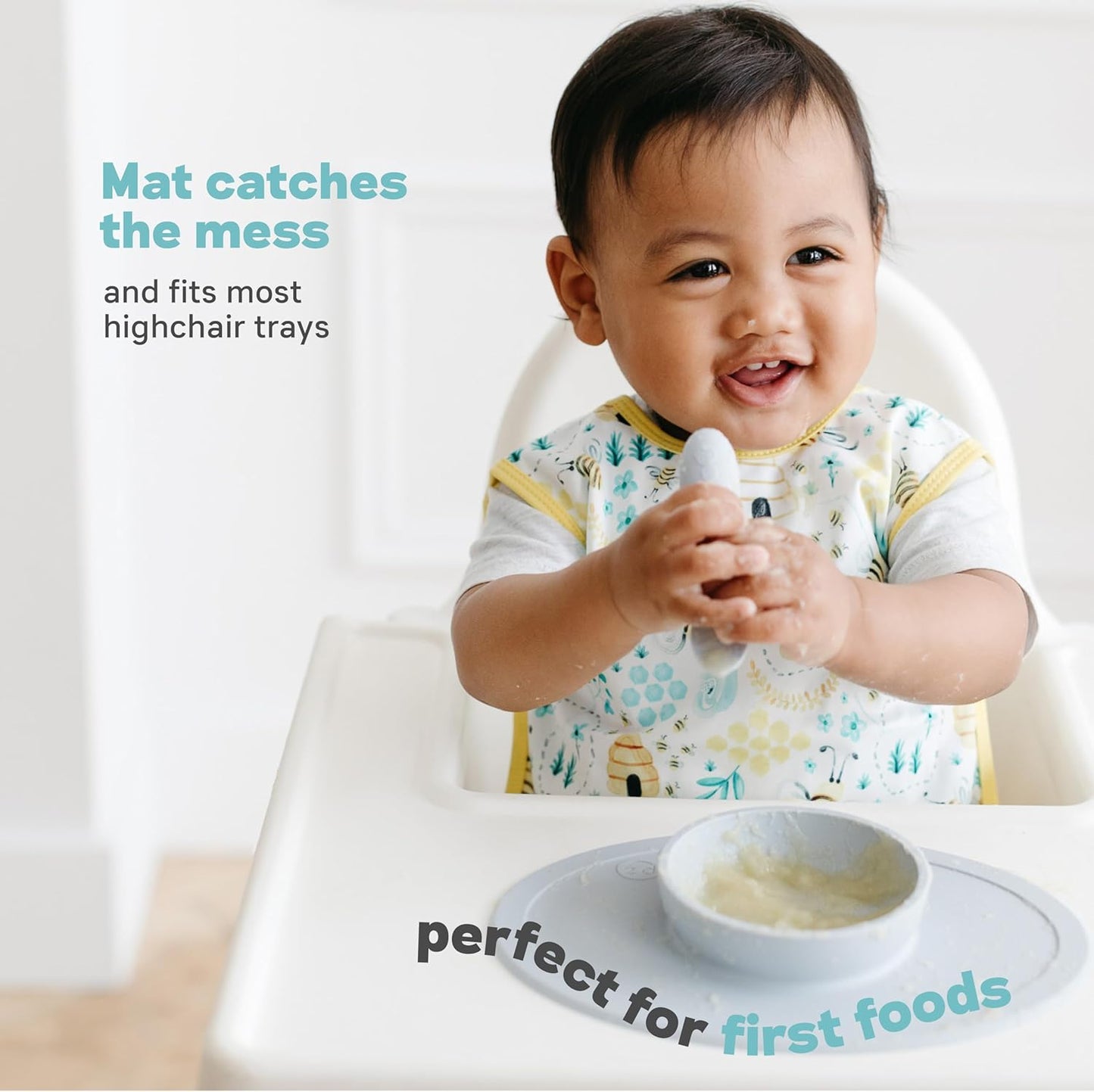 Tiny Bowl - 100% Silicone Suction Bowl with Built-In Placemat for First Foods + Baby Led Weaning - Fits on All Highchair Trays - 4 Months+ (Blush)
