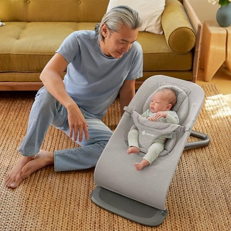 Evolve 3-In-1 Mesh Bouncer, Adjustable Multi Position Baby Bouncer Seat, Fits Newborn to Toddler, Grey Mesh