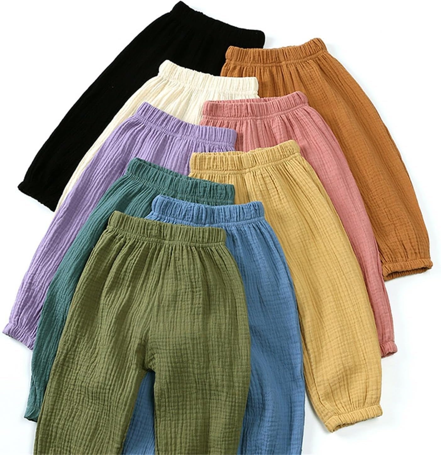 Toddler Kids Boys Girls Solid Color Cotton Linen Harem Pants Baby Basic Loose Long πloomer Trouser Elastic Pants