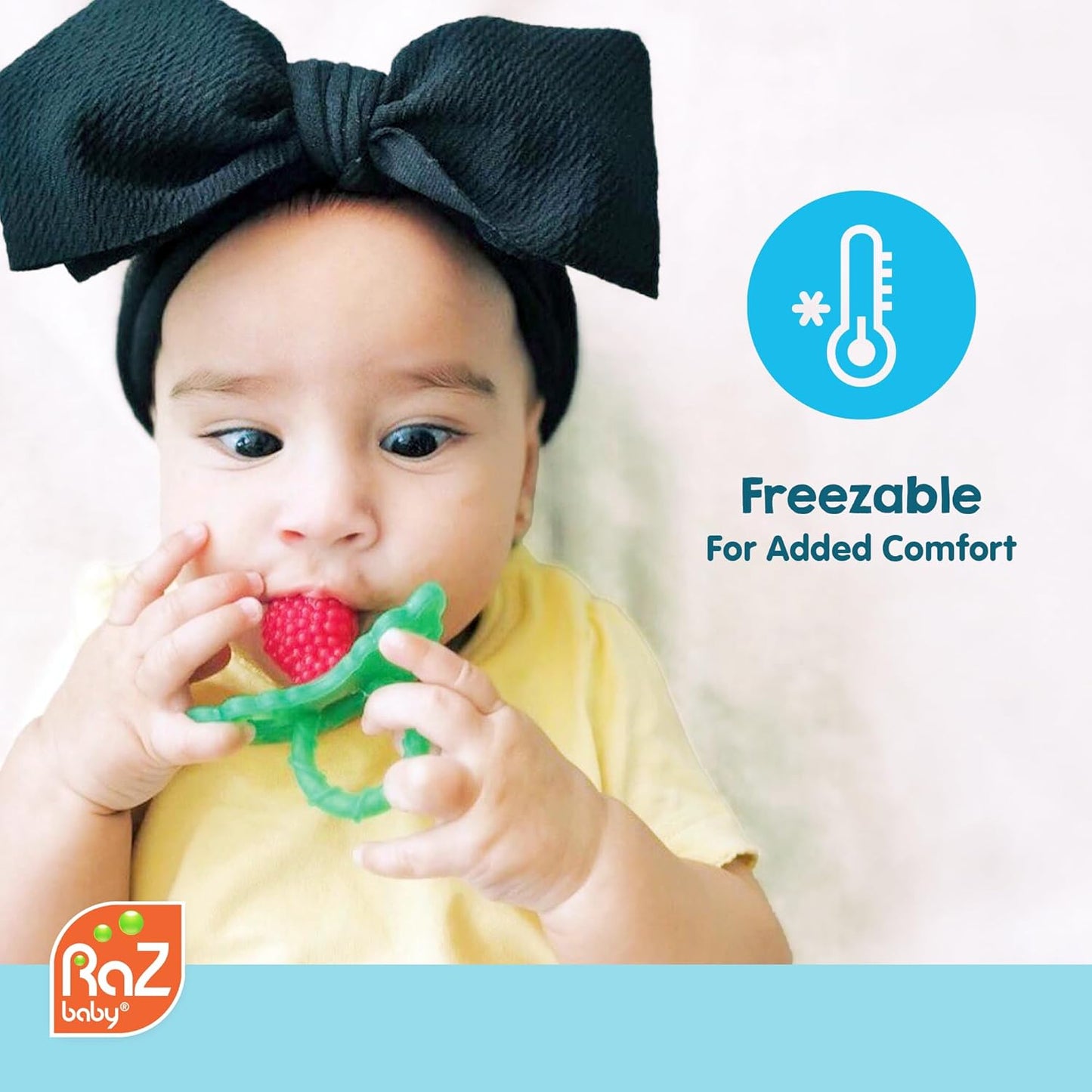 Razberry Silicone Baby Teether Toy - Berrybumps Soothe Babies Sore Gums - Infant Teething Toy - Hands Free Design - BPA Free - Easy-To-Hold Design - Teething Relief Pacifier - Fruit Shape (2-Pack, Red/Red)