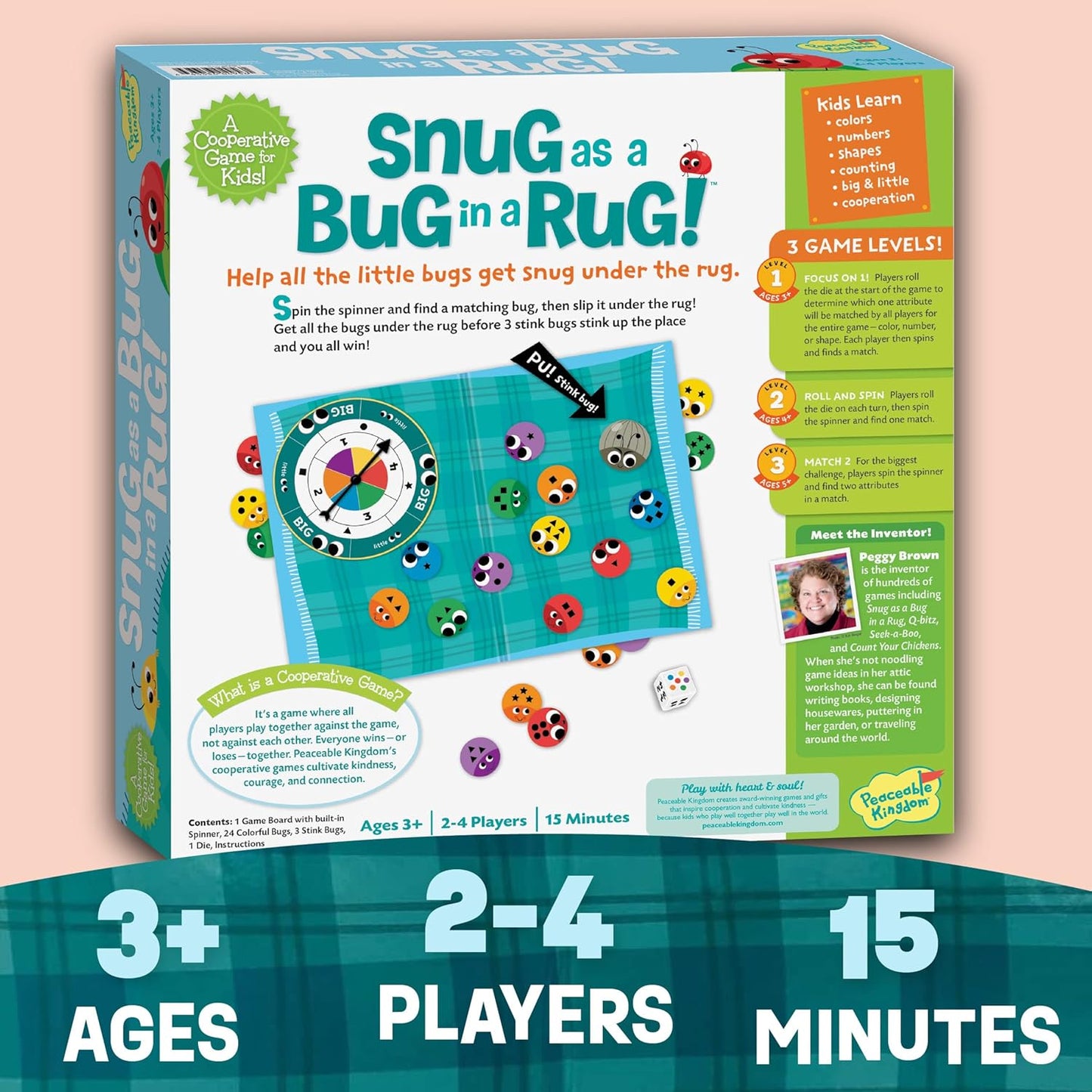 Snug as a Bug in a Rug Award Winning Cooperative Preschool Skills Builder Game for 2 to 4 Kids Ages 3+