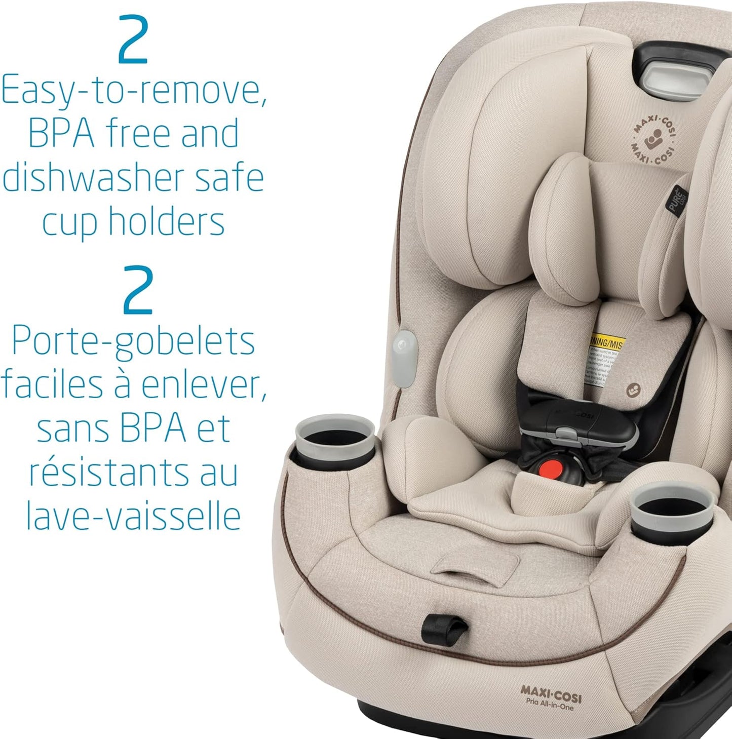 Maxi Cosi Pria All-In-One Car Seat, 3In1, Convertible from Infant to Toddler, Rear and Forward Facing, Booster Mode, Washable Seat Cover, Desert Wonder