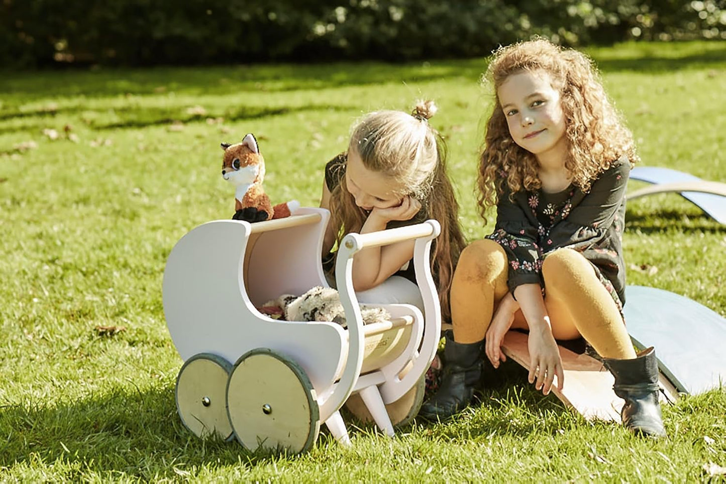 Pram Walker - Toy Stroller for Babies, Kids and Toddlers | Sustainable and Eco-Friendly | 2-In-1 Walker and Stroller Design | Storage Space for Stuffed Animals | 12 Months up (White)