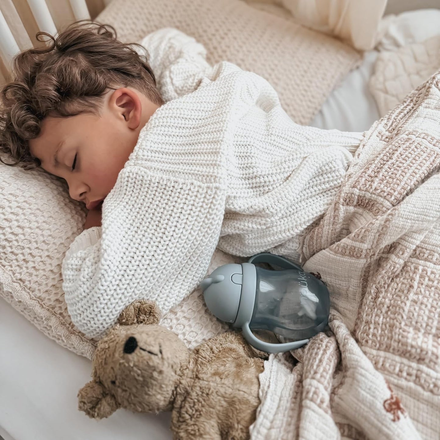 Nouka Weighted Straw Cup with Click Top Lid | Leak Proof and Easy Grip | Soft Sand