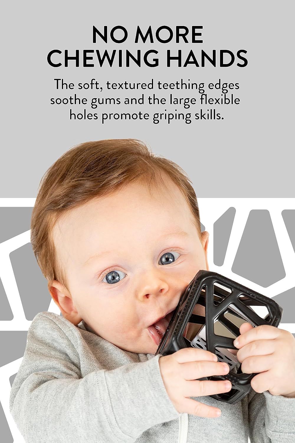 Chew Cube Baby Teething Toy and Rattle, Newborn Teether for Sensory Development, Bpa-Free Silicone, Easy-Grip, Soothes Aching Gums - Black