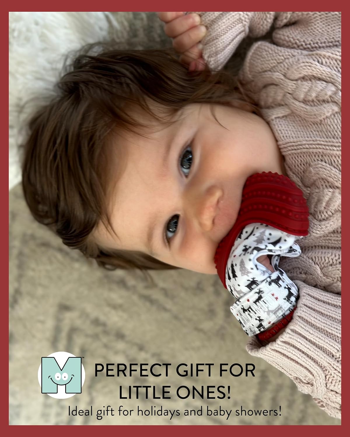 Teething Gift Pack: Munch Mitt and Chew Cube Duo for Babies and Toddlers – Baby Teething Toys for Gum Relief, Sensory Stimulation, Bpa-Free - Red