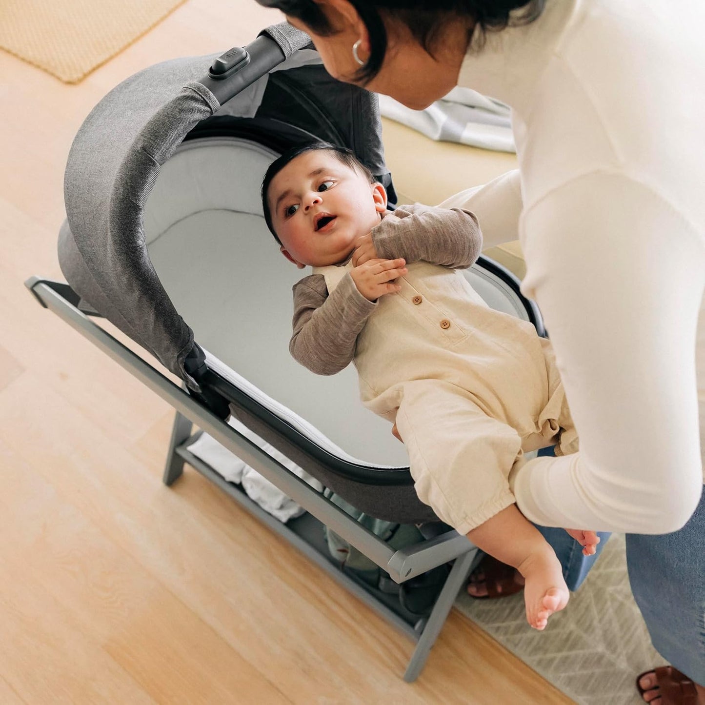 Bassinet Stand - Quick + Secure Attachment - Grey