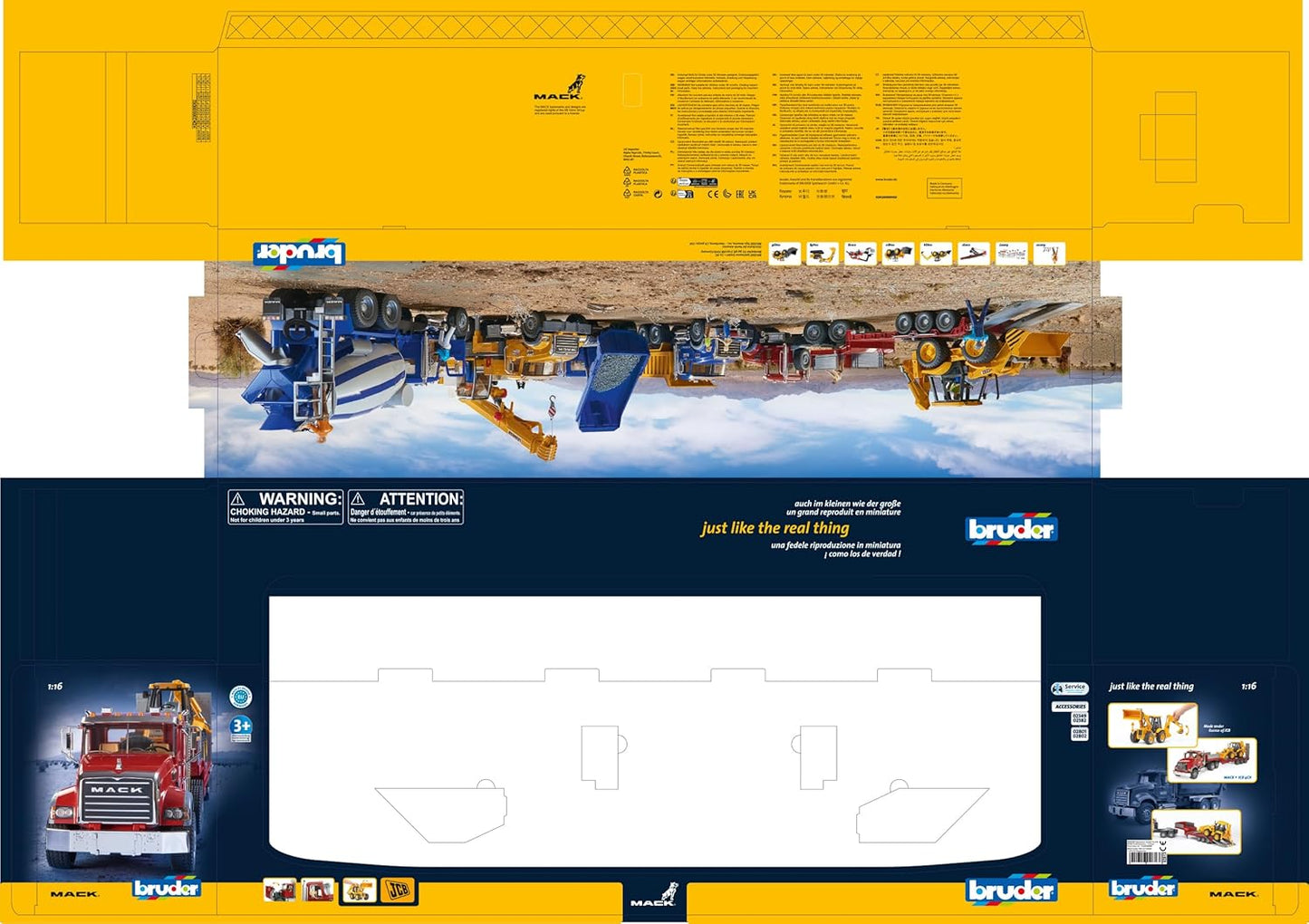 02813 Mack Granite Flatbed Truck with JCB Loader Backhoe