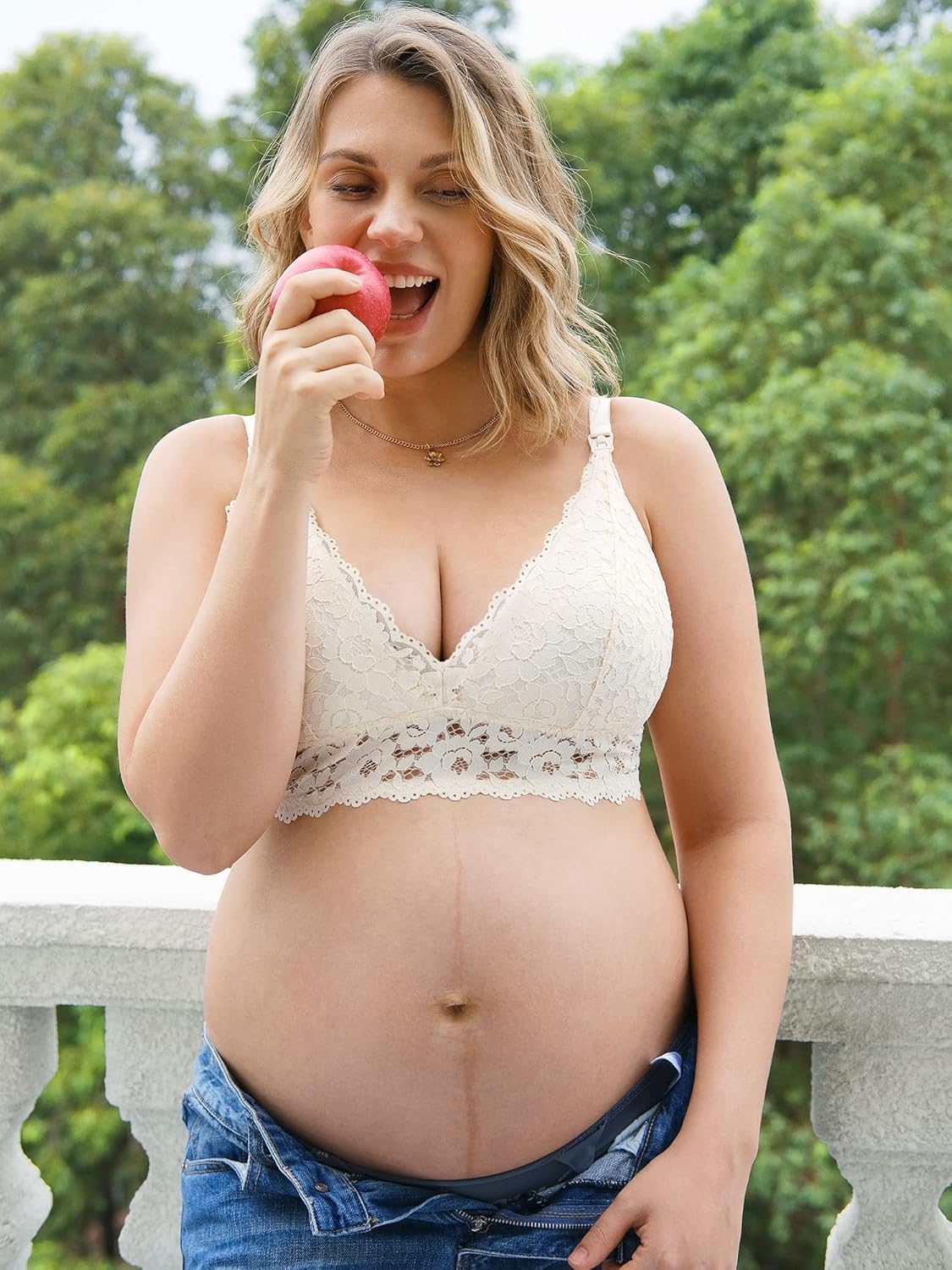 Women'S Lace Nursing Bra Wirefree Padded Breastfeeding Maternity Bralette Cute More Coverage