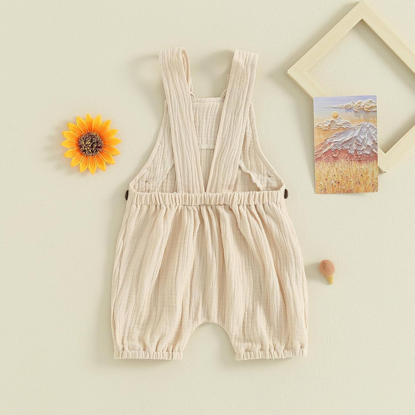 Infant Baby Girl Boy Romper Shorts Linen Sleeveless Jumpsuit Bib Overalls One Piece Outfit Spring Summer Clothes