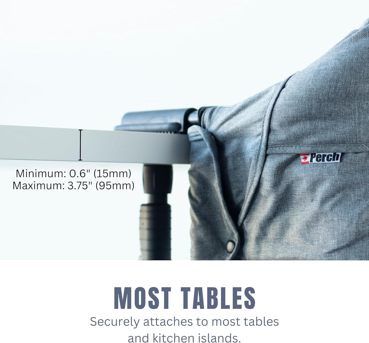 Perch Clip on Table Chair – Easy Setup for Travel (Restaurants, Picnics), at Home (Kitchen Islands, Dining Tables) - Secure & Portable Seating, Machine Washable Fabric - Forest Green