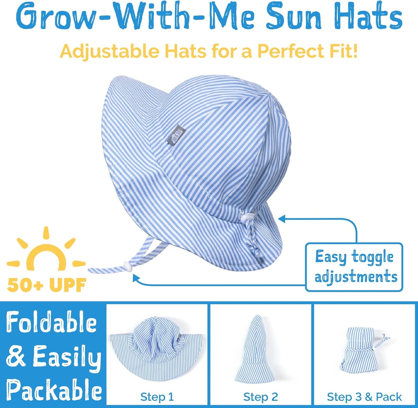 Kids' 50+ UPF Adjustable Sun Hat with Chinstrap for Baby Toddler Girls