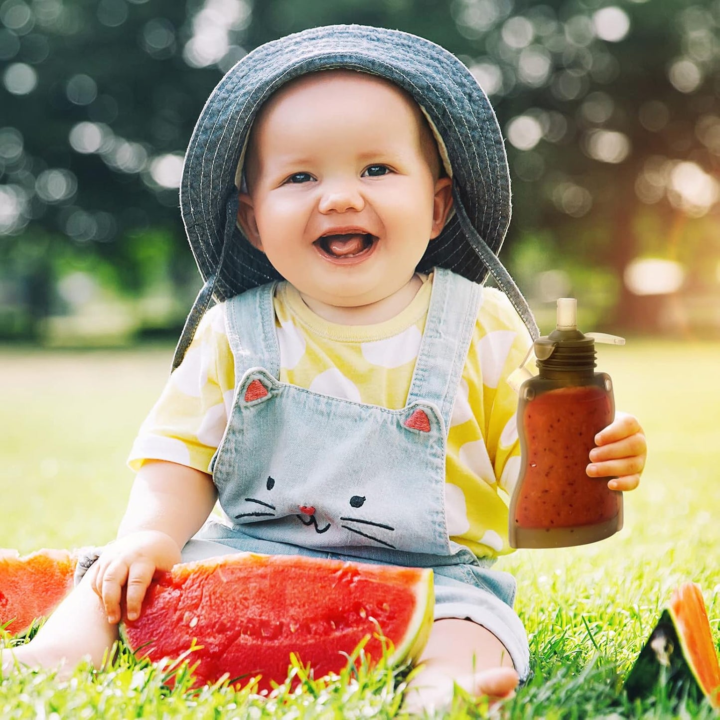 Silicone Baby Food Spoon, Squeeze Feeding Spoon with Dust Cover, Portable Reusable Food Storage Pouch. Great for Soft Foods and Liquids, 4Oz, 1 Pack.