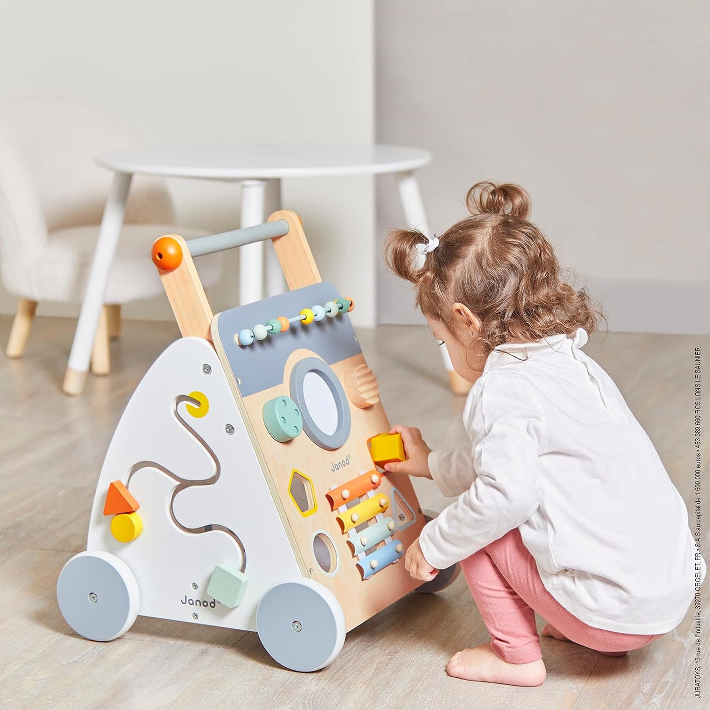 - Sweet Cocoon Multi-Activity Baby Walker - Wooden Trolley - Multiple Sorting Shapes - for Babies and Toddlers - from 12 Months - Multilingual - J04410.