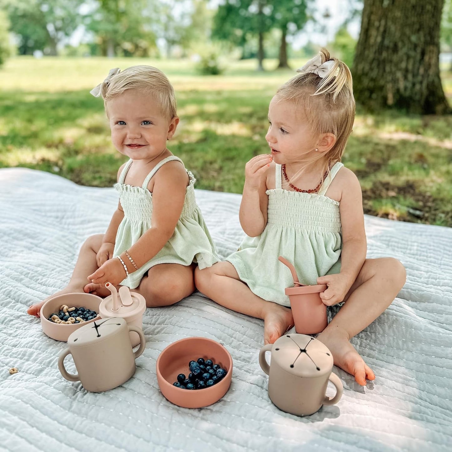 Nouka Bowl | 100% Food-Grade Silicone | Comes with a Lip Edge | Non-Slip & Soft | Dishwasher Friendly | Lily Blue | Size 10 Oz