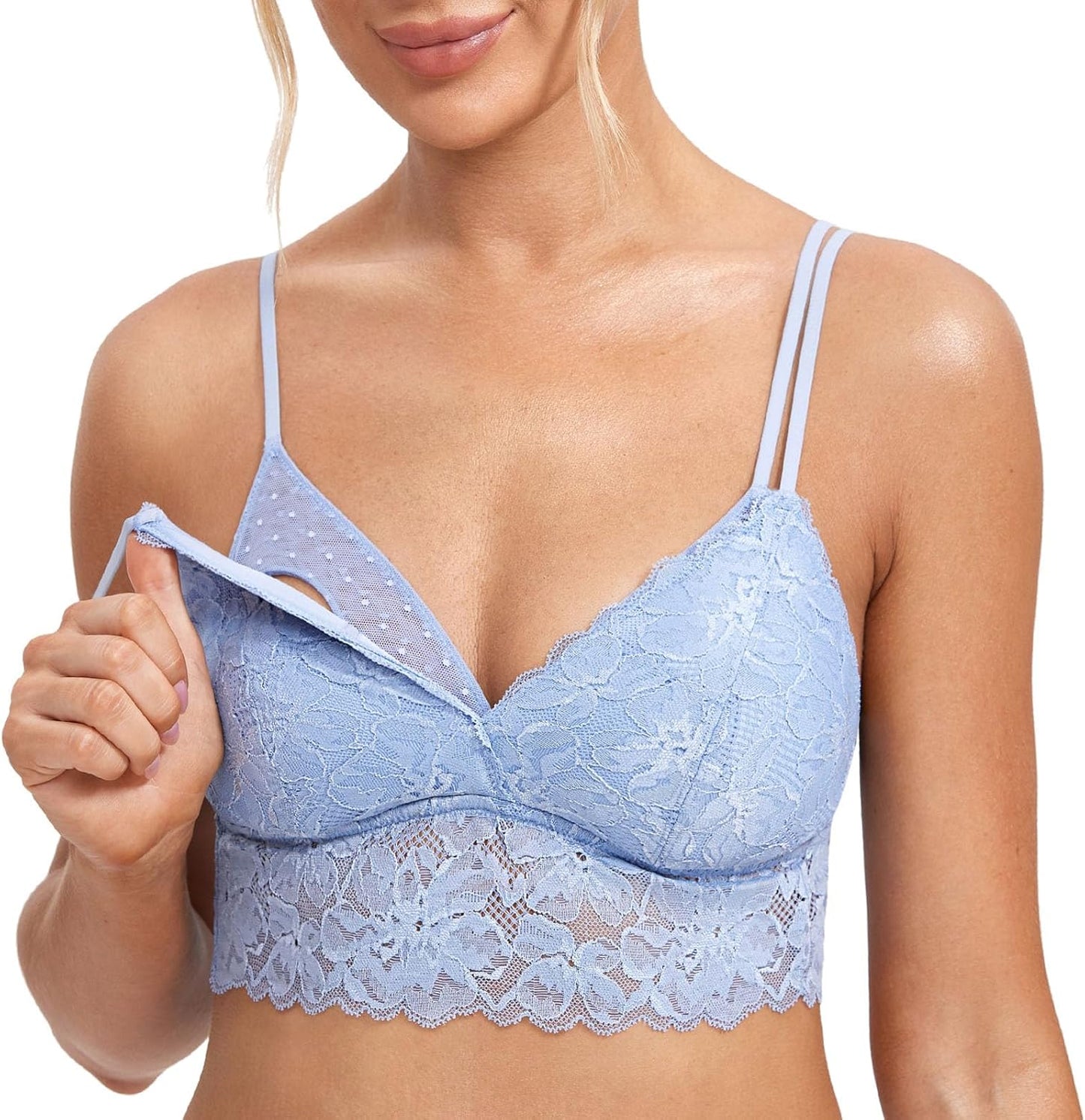 Women'S plus Size Nursing Bra Lace Bralette Wireless Padded Maternity Breastfeeding Bras