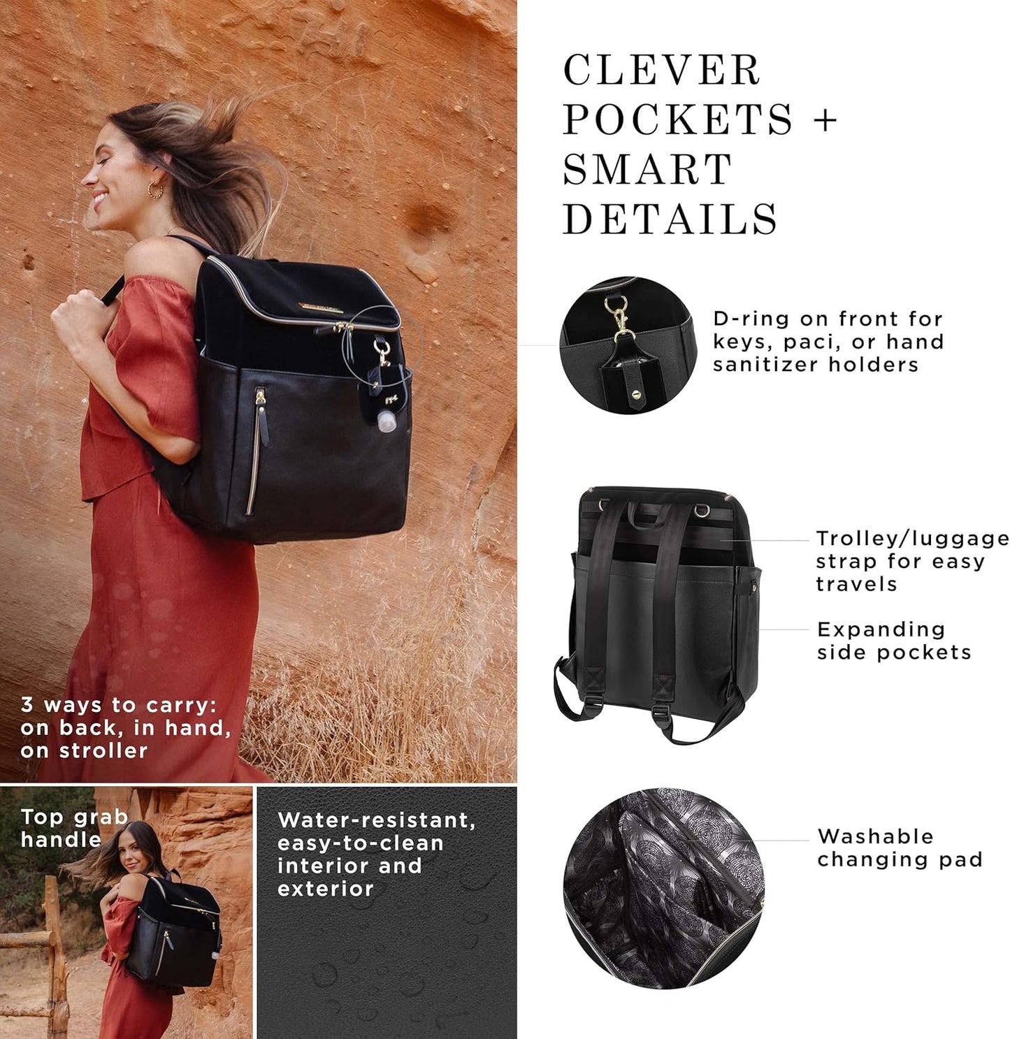 Tempo Backpack | Designed for Busy Families | Attaches to Stroller or Suitcase | Spacious Main Compartment | Twilight Black, Twilight Black, 1, Twilight Black Tempo Backpack