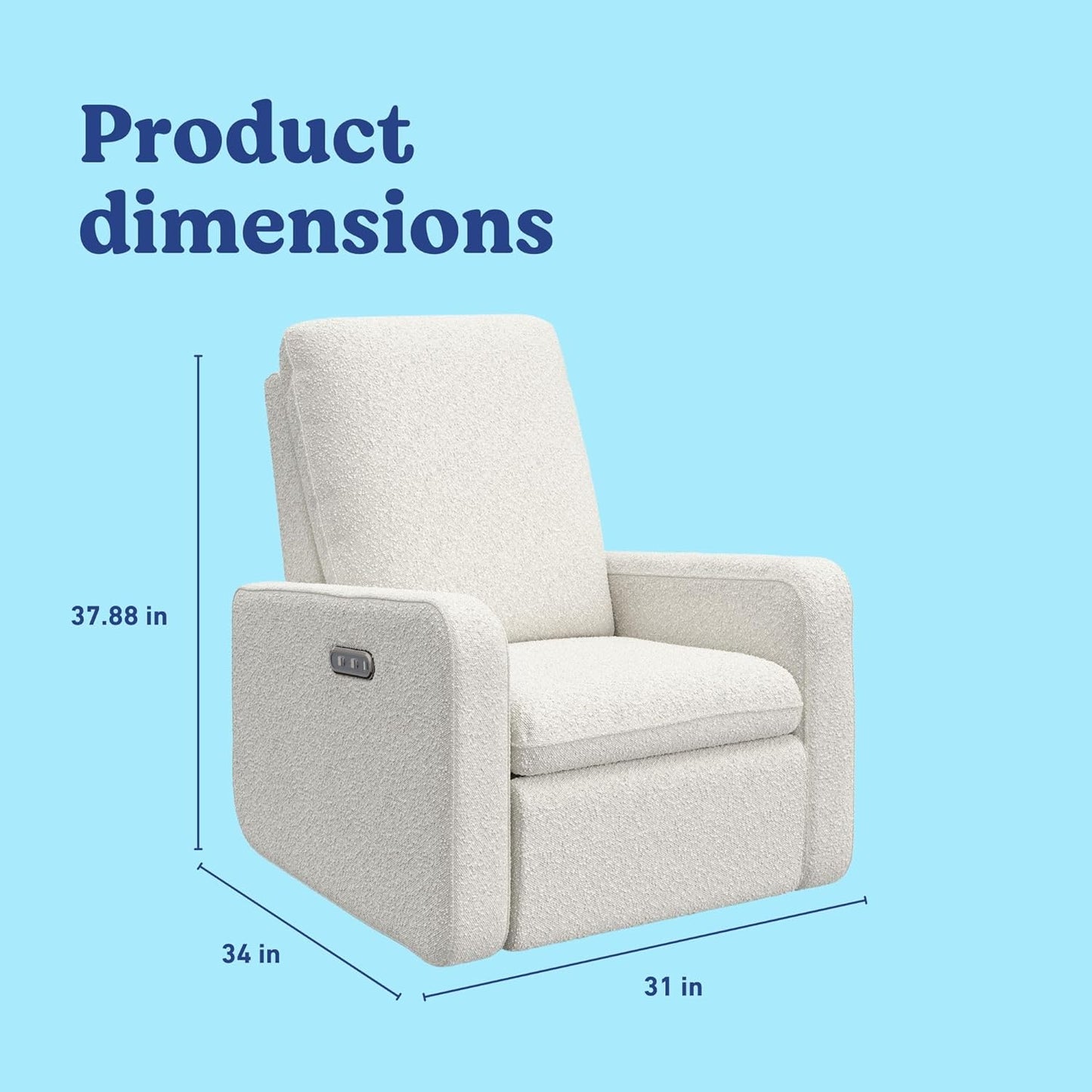 Teddi Power Recliner Swivel Glider (Ivory Boucle) – GREENGUARD Gold Certified, Certipur-Us Certified Foam, Electronic Power Recline, USB-A & USB-C Charger, Premium Cushioning & Comfort