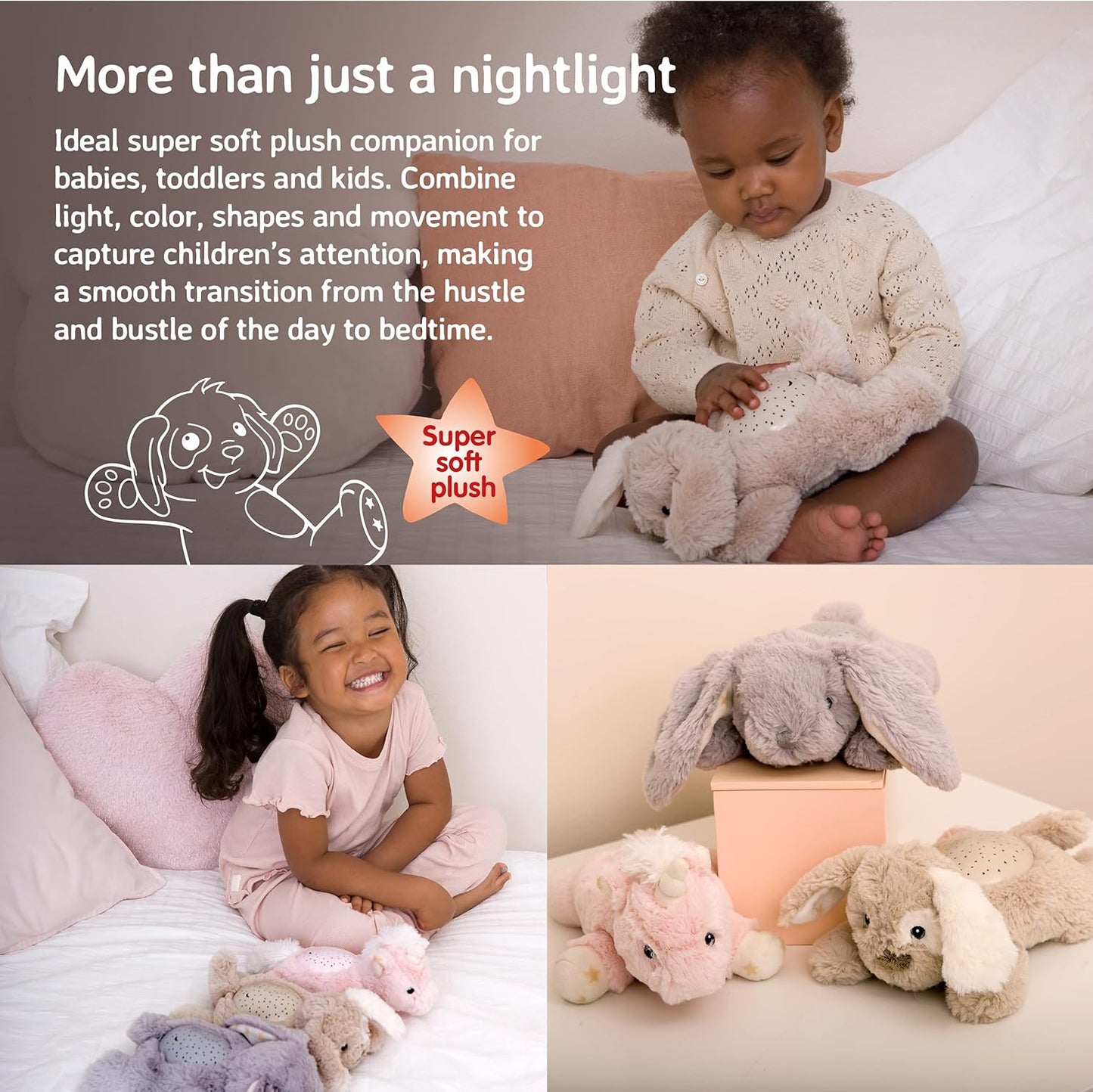 Calming Mini Nightlight Star Projector | Gentle Brightness | 3 Colors | 1 Constellation | Auto-Shutoff | Dream Buddies Patch the Puppy