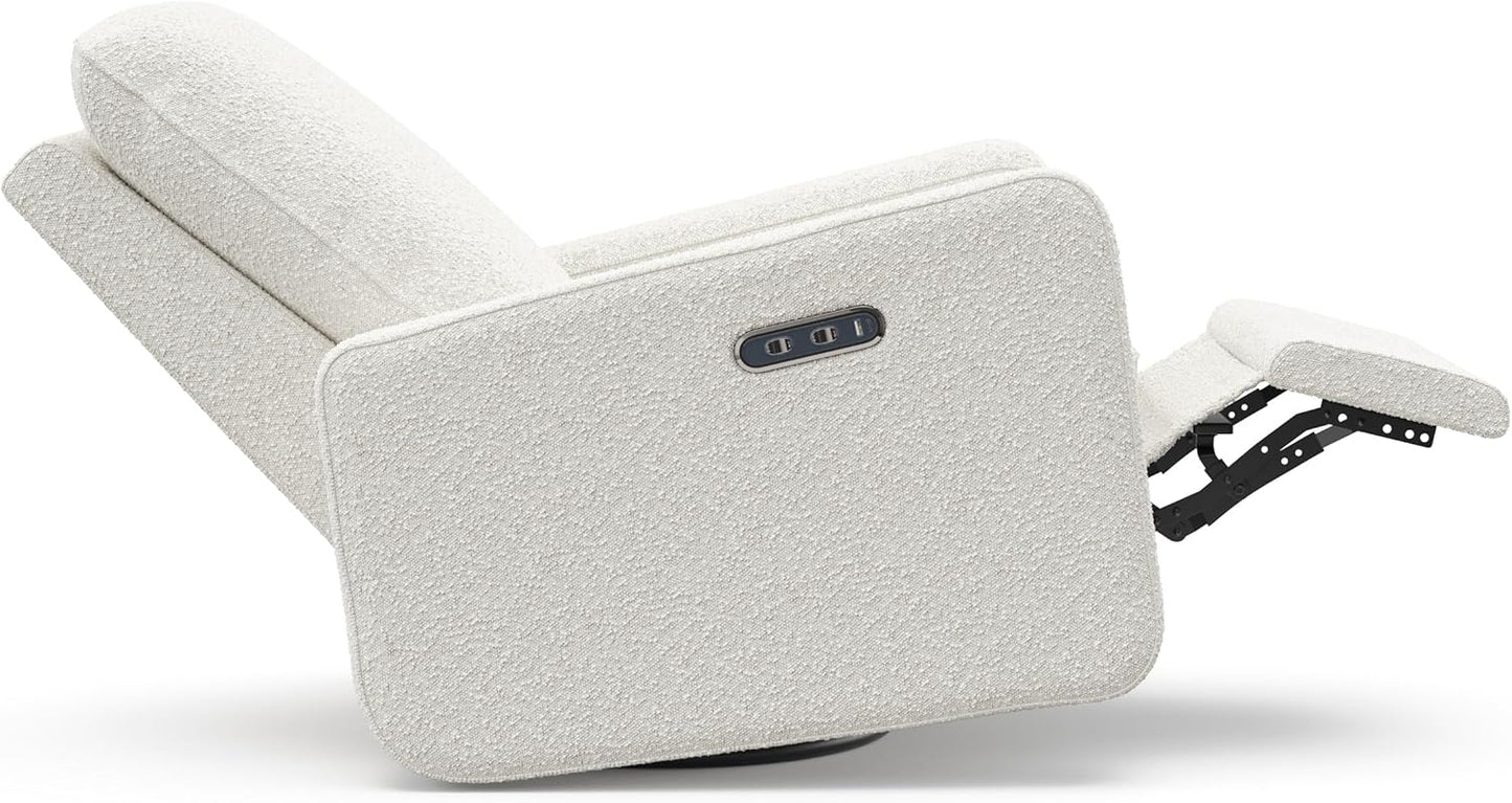 Teddi Power Recliner Swivel Glider (Ivory Boucle) – GREENGUARD Gold Certified, Certipur-Us Certified Foam, Electronic Power Recline, USB-A & USB-C Charger, Premium Cushioning & Comfort