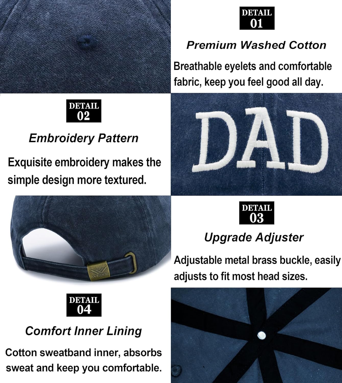 Dad Hats with Gift Box, Adjustable Stepdad Baseball Cap, Daddy Gifts for Father Husband from Wife Daughter Son
