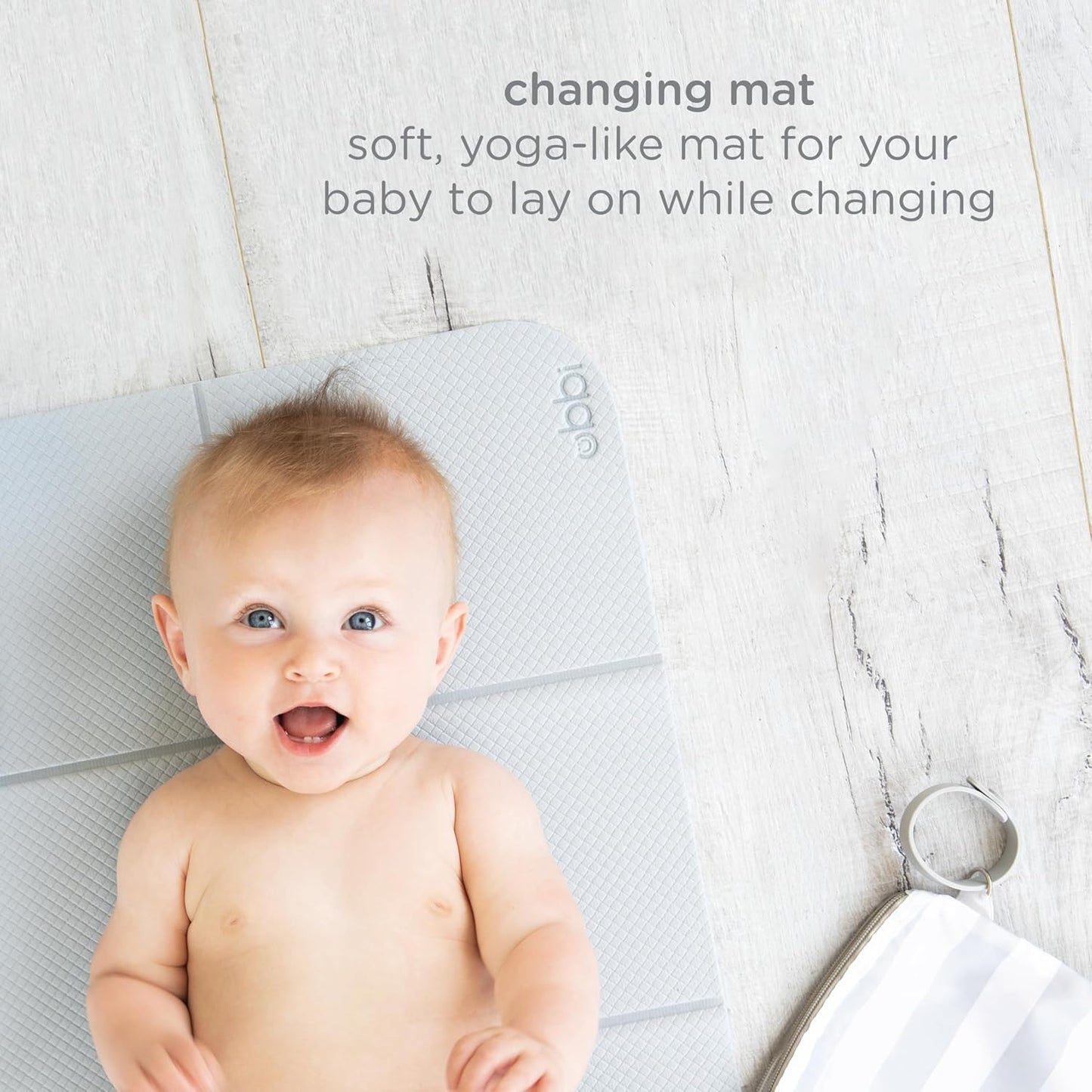 Portable Changing Mat with Gray and White Storage Bag, Gray