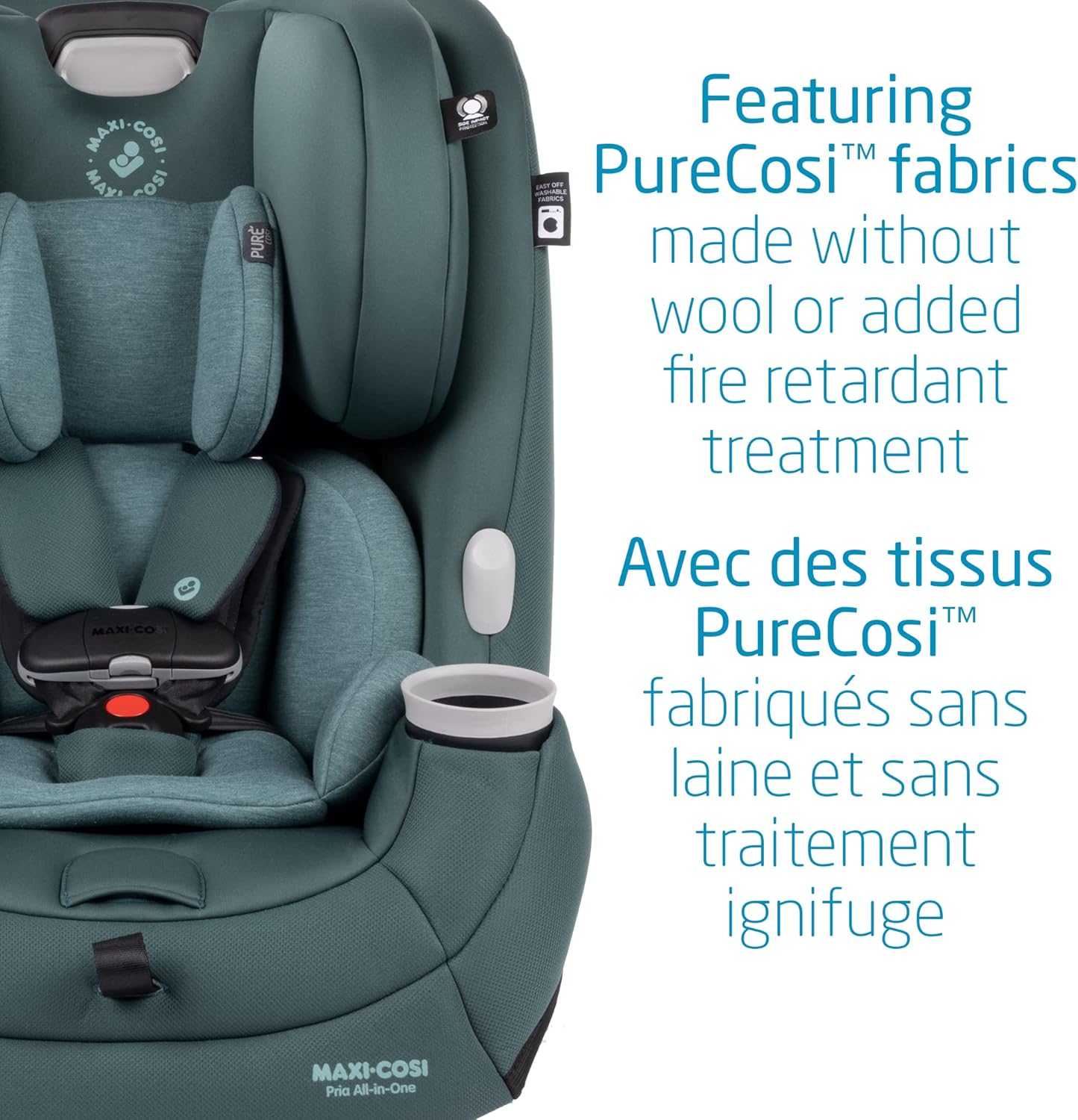 Pria All-In-One Car Seat, 3In1, Convertible from Infant to Toddler, Rear and Forward Facing, Booster Mode, Washable Seat Cover, Essential Green
