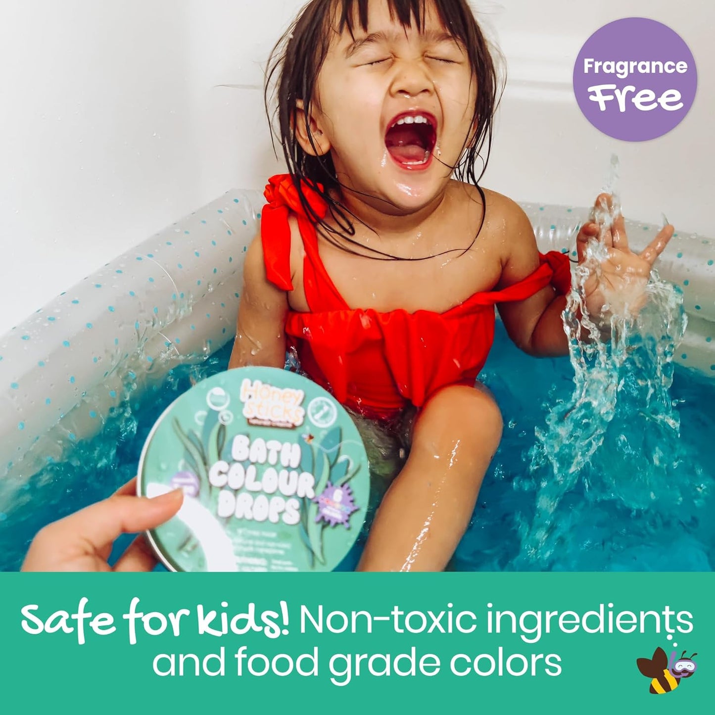 Bath Colour Tablets for Kids - Non Toxic Bathtub Drops Made with Natural Ingredients and Food Grade Colours - Fragrance Free - Fizzy, Brightly Coloured Bathtime Fun, Great Gift - 36 Drops