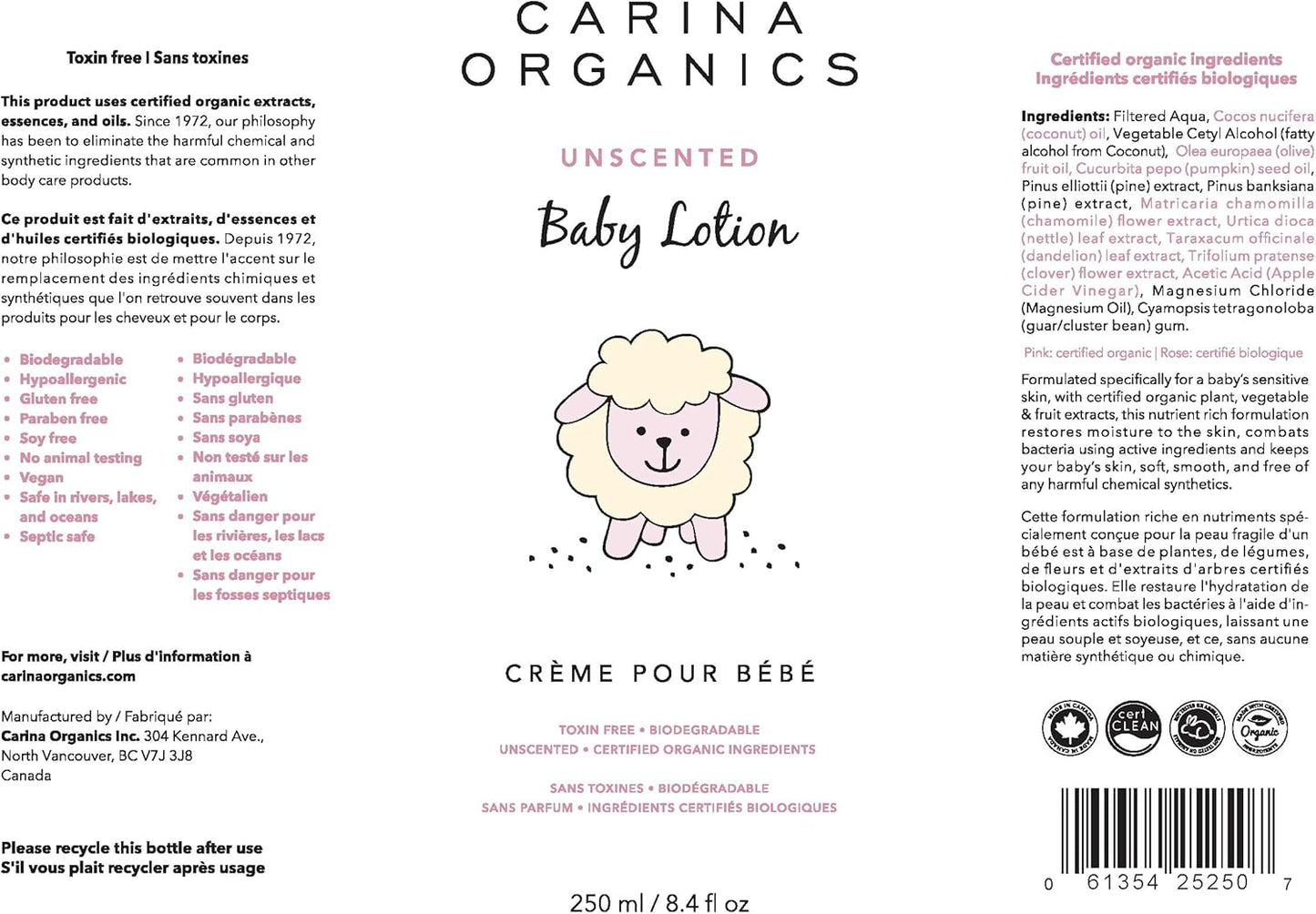 Extra Gentle Baby Lotion, Organic & Natural, for Sensitive Skin, Whole Body, 8 Fl Oz