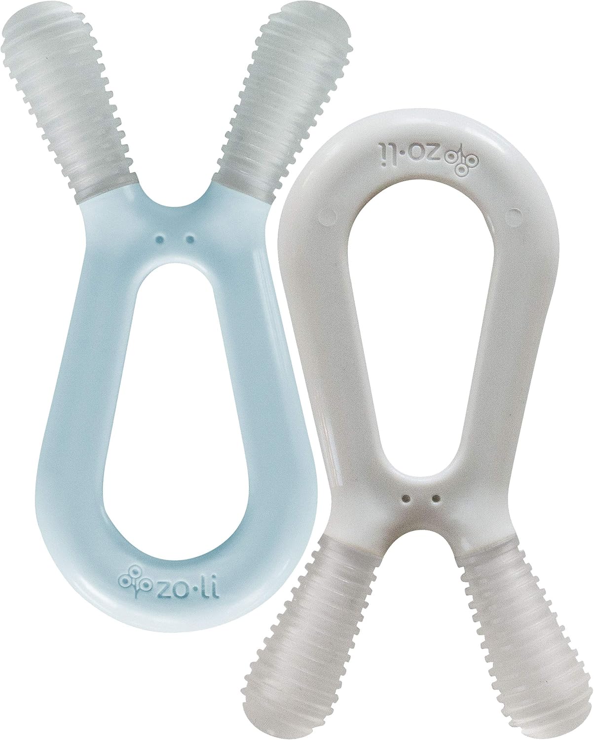 Bunny Dual Nub Teether, 2 Pack Baby Teething Relief, Soft and Textured - Mist/Ash