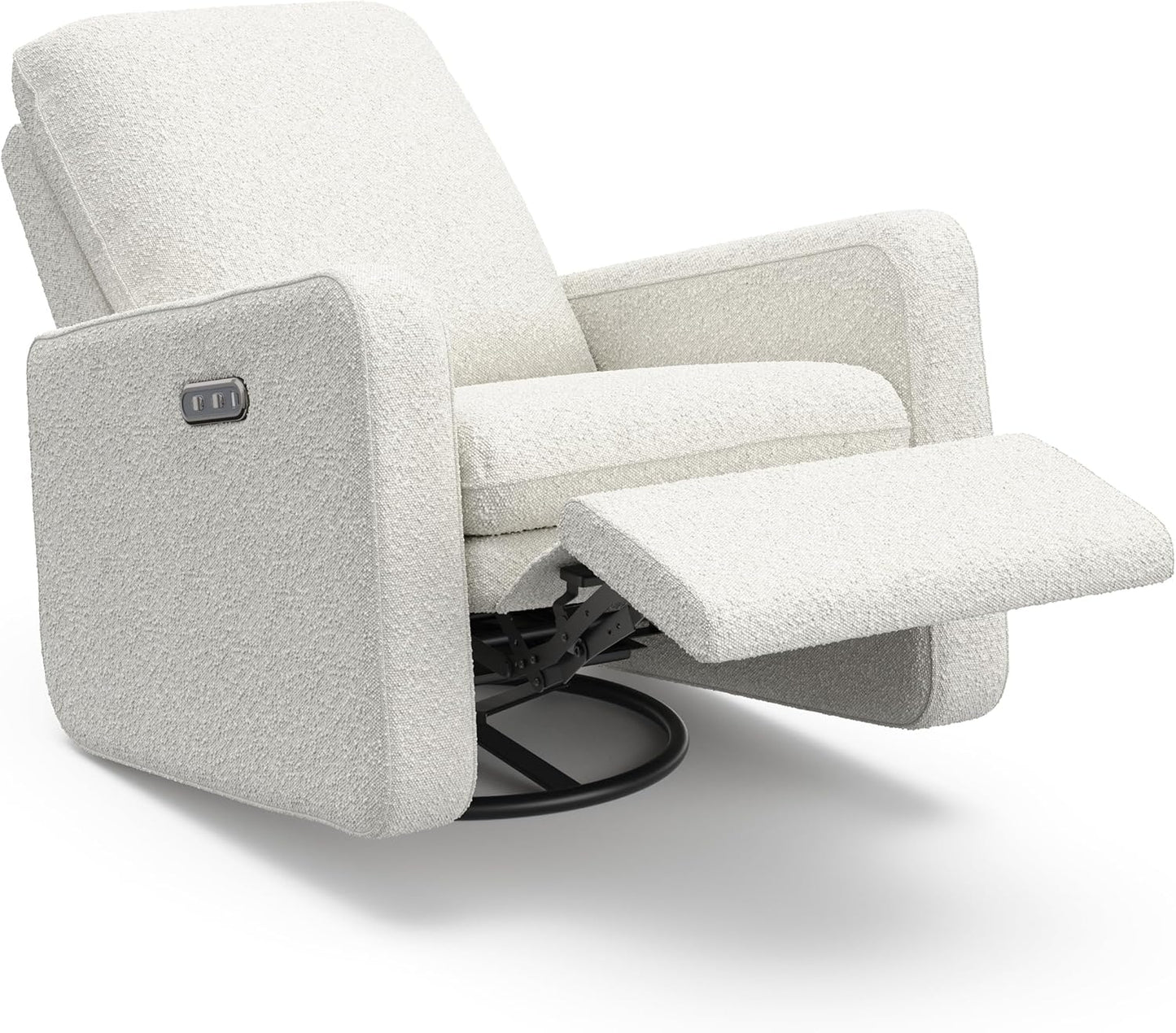 Teddi Power Recliner Swivel Glider (Ivory Boucle) – GREENGUARD Gold Certified, Certipur-Us Certified Foam, Electronic Power Recline, USB-A & USB-C Charger, Premium Cushioning & Comfort