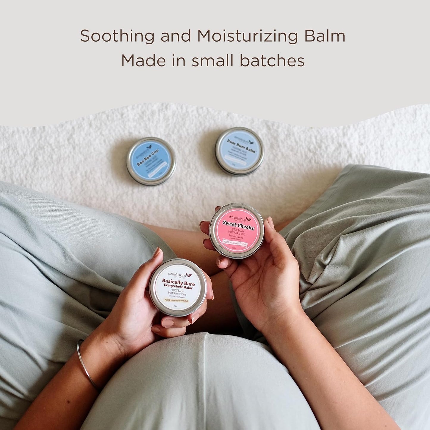 Dimpleskins Baby Gift Set All-Natural (4 Tins of 30 Grams) | Bum Bum Balm | Everywhere Balm | Cheeks Moisturizer | Boo Boo Goo | Baby Essentials for Diaper Bag | Soothe Skin with Calendula and Beeswax