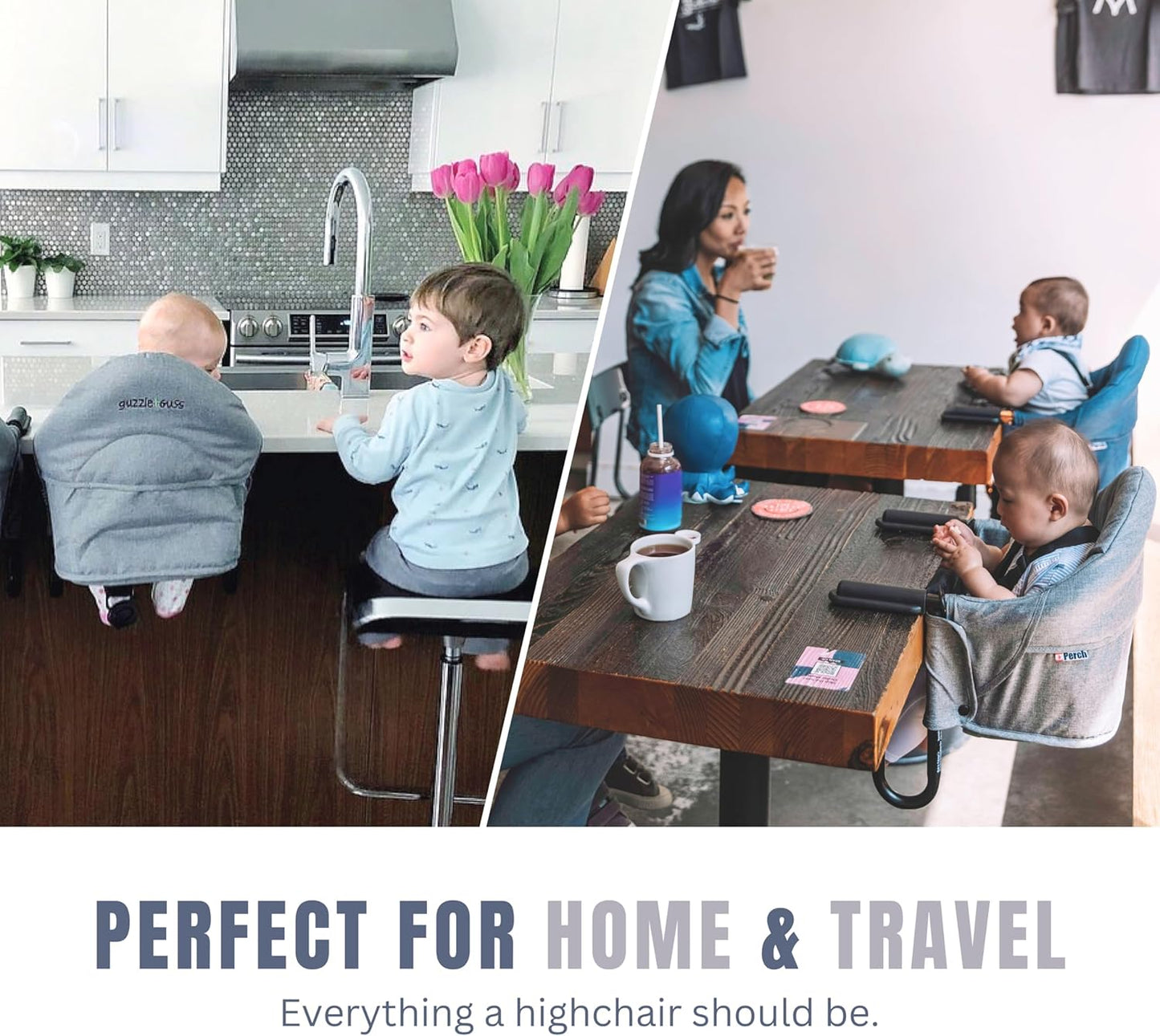 Perch Clip on Table Chair – Easy Setup for Travel (Restaurants, Picnics), at Home (Kitchen Islands, Dining Tables) - Secure & Portable Seating, Machine Washable Fabric - Forest Green