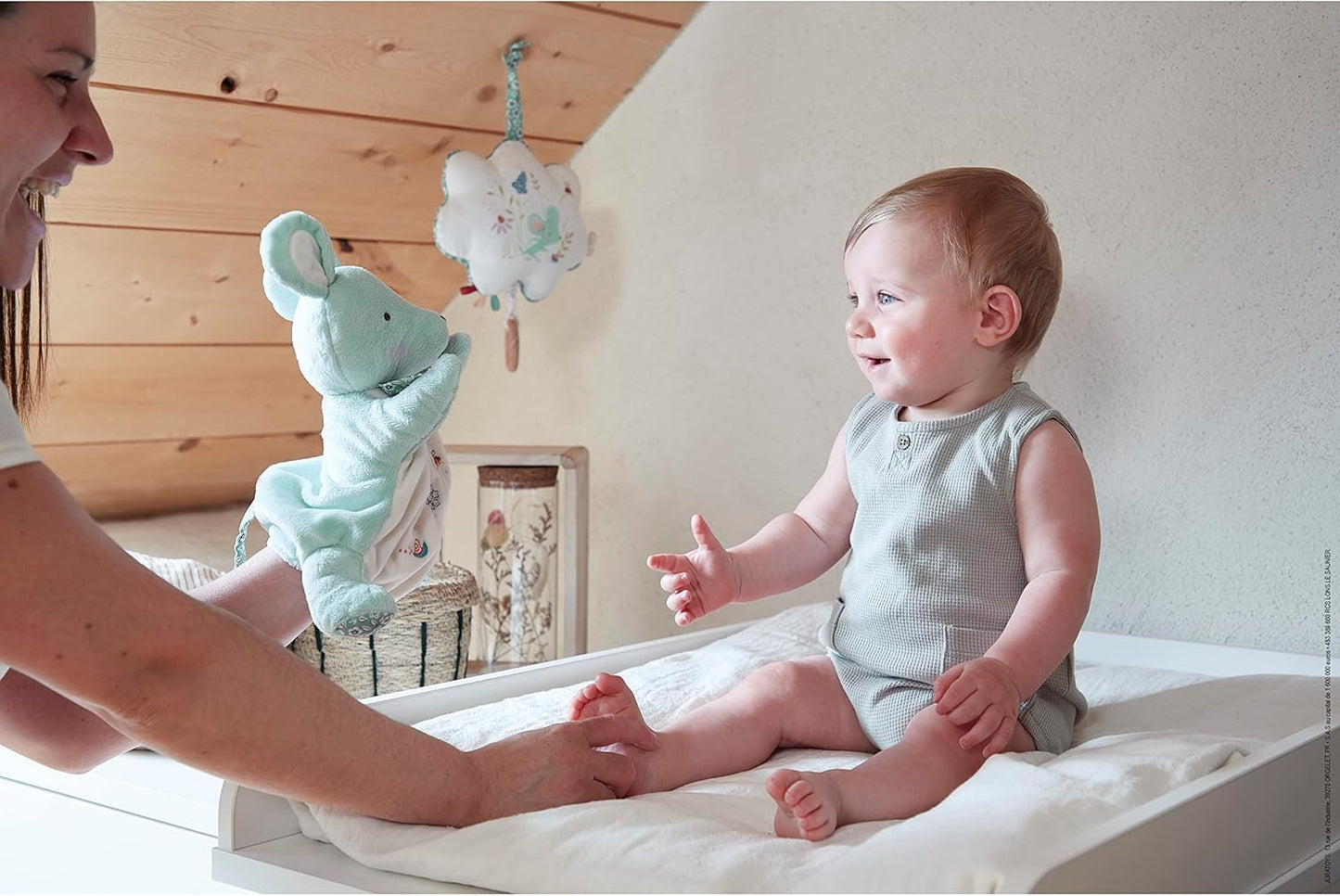 - Hand Puppet Mouse Doudou for Kids and Babies - Soft Polyester and Micro-Velvet Comforter Plush - Early Development Toy - from Birth - K210003.