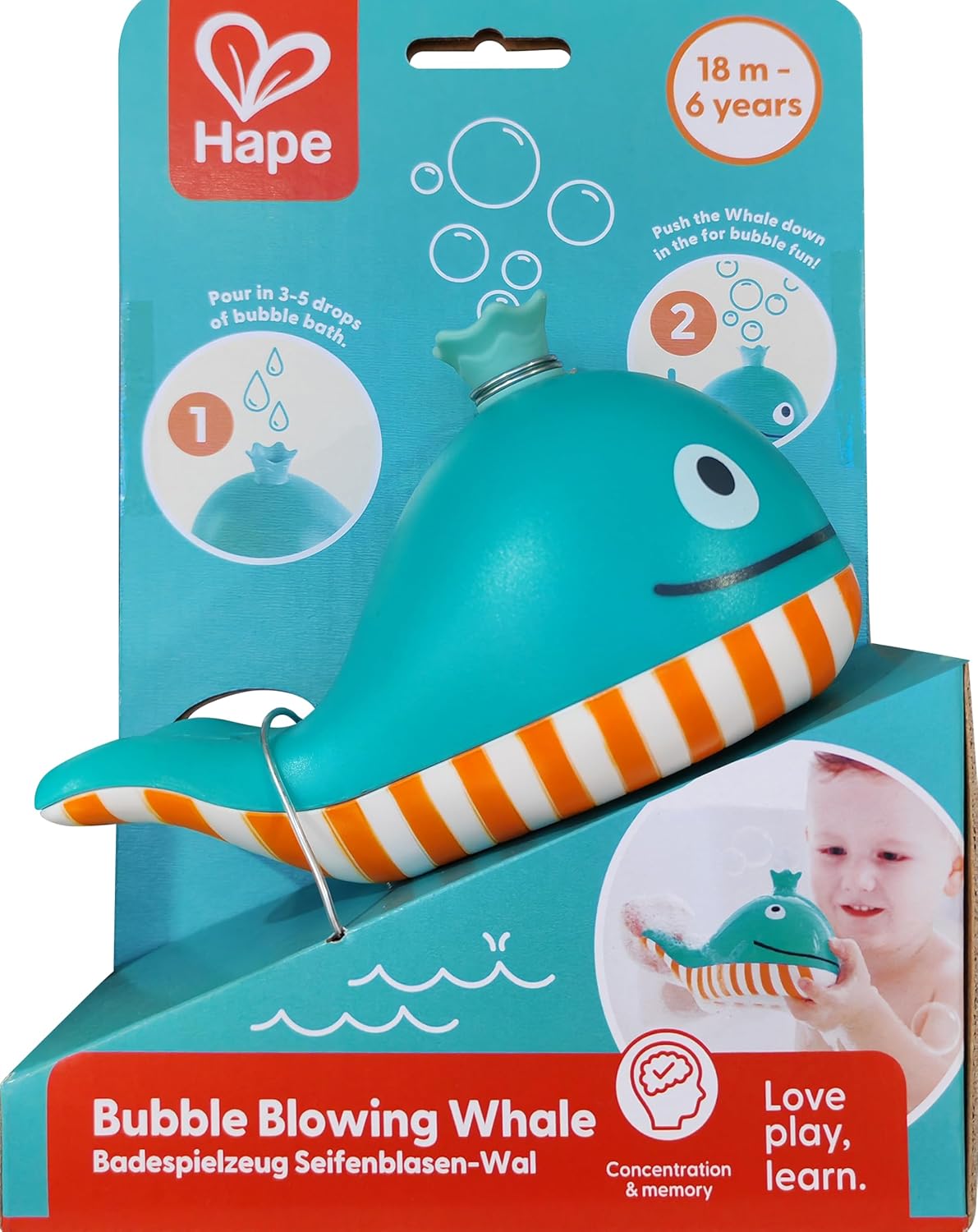 Bubble Blowing Whale | Baby Squirt Toy for Bath Time Play, Blue