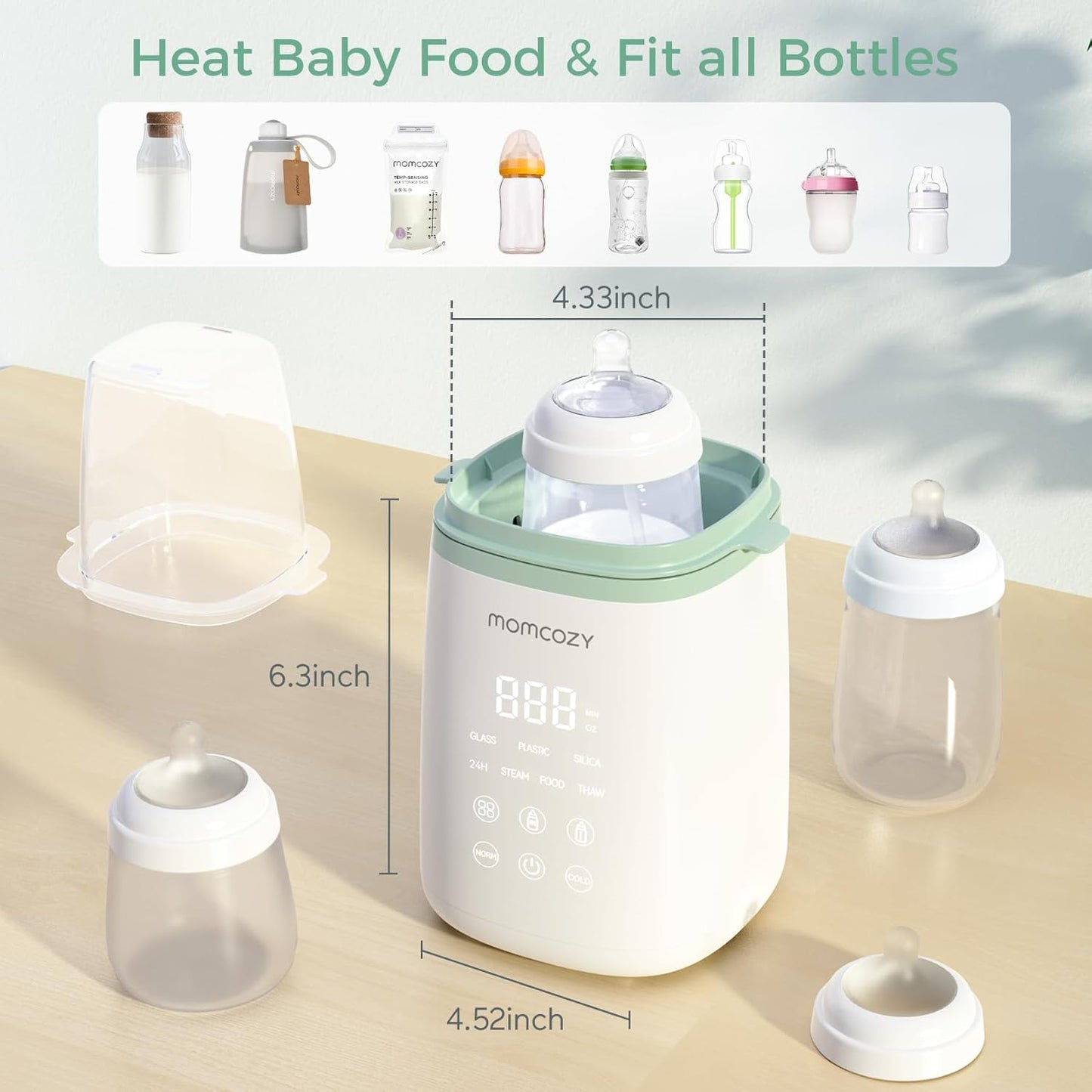 Smart Baby Bottle Warmer & Steam Bottle Sterilizer, Fast Baby Milk Warmer with Accurate Temperature Control and Automatic Shut-Off, Multifunctional Bottle Warmers for Breastmilk or Formula