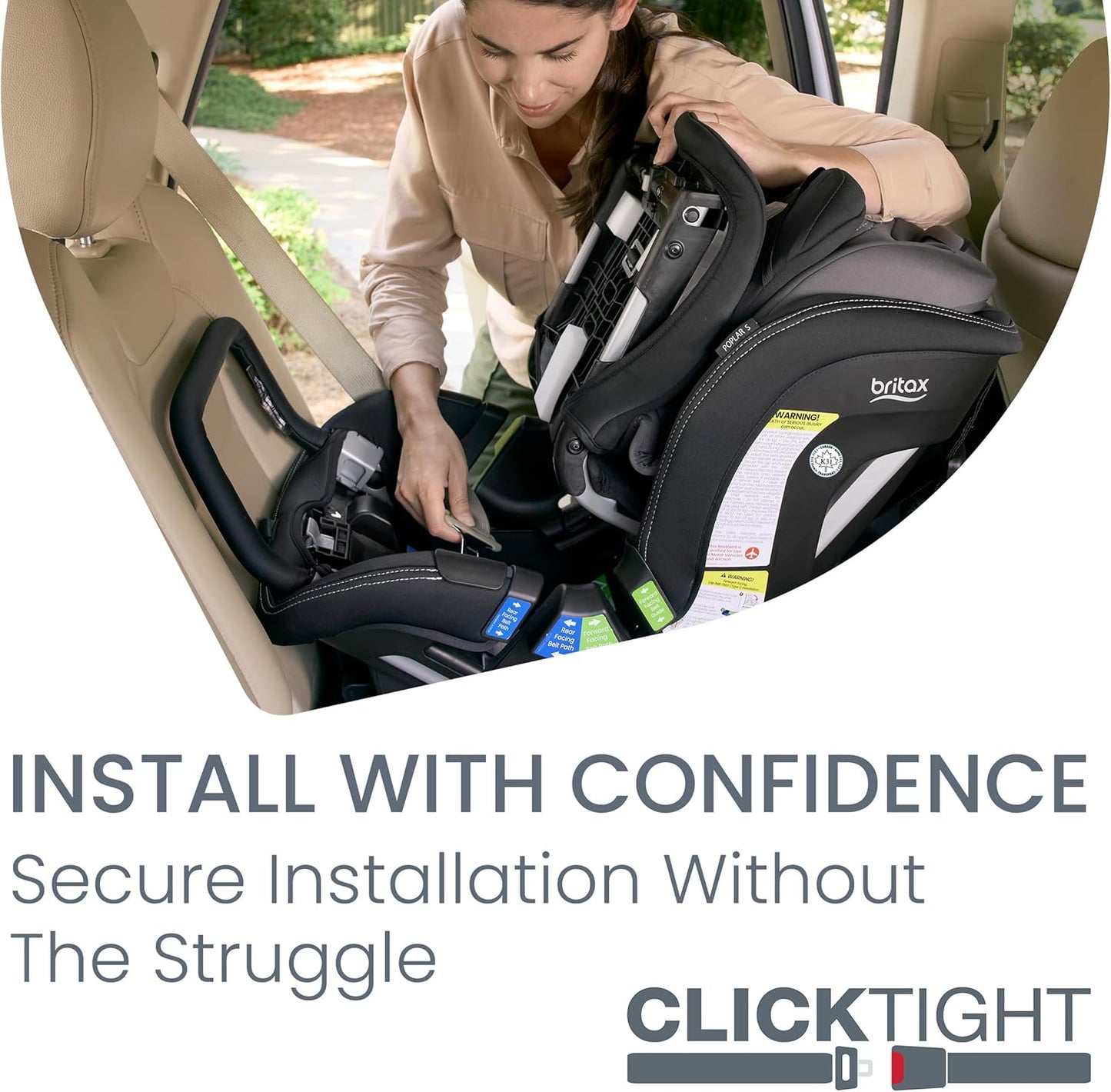 Poplar S Convertible Car Seat, 2-In-1 Design with Clicktight Technology, Stone Onyx